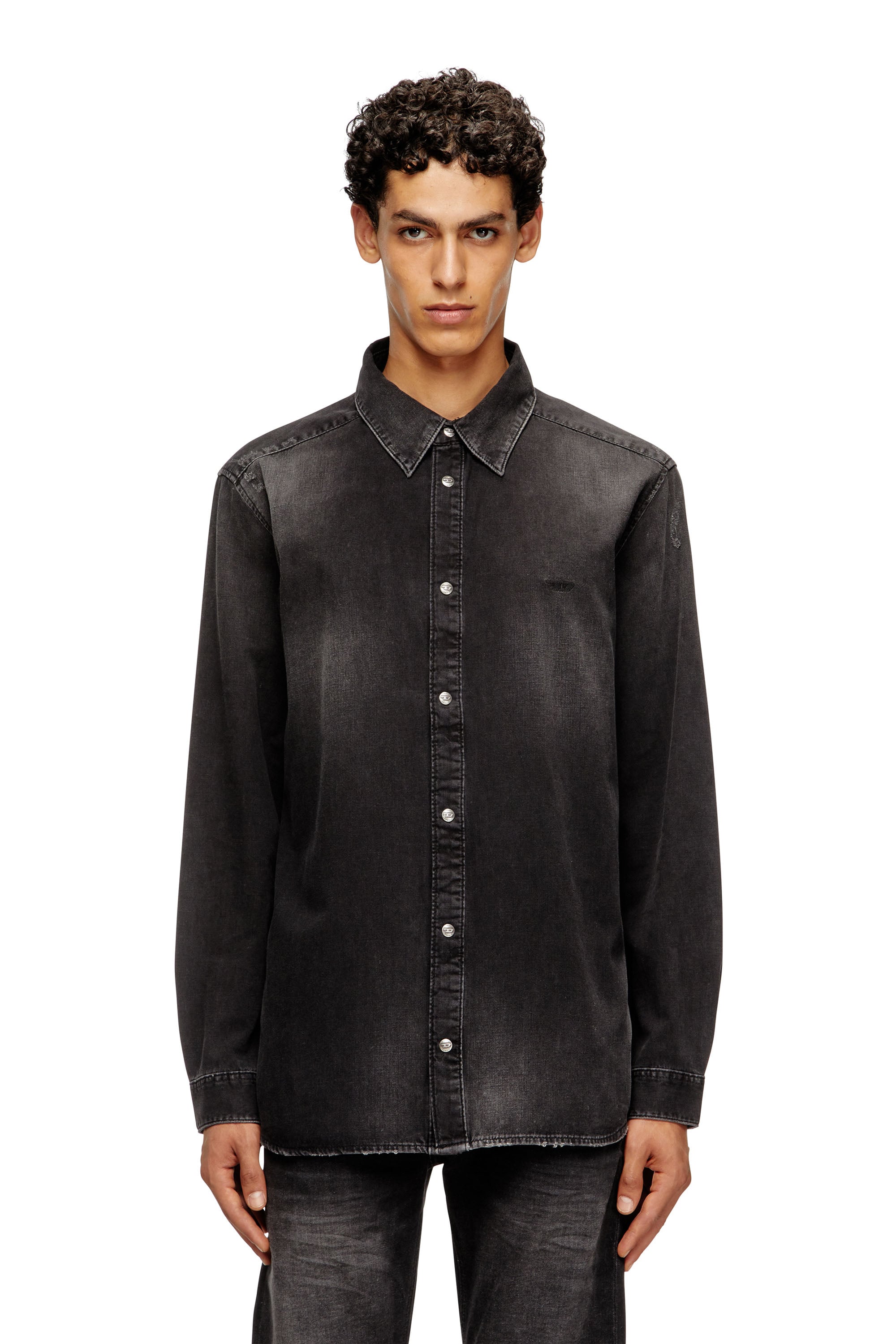 Diesel Mannelijk Zwart - Long-Sleeve Denim Shirt - Denim Shirts - Man Groot