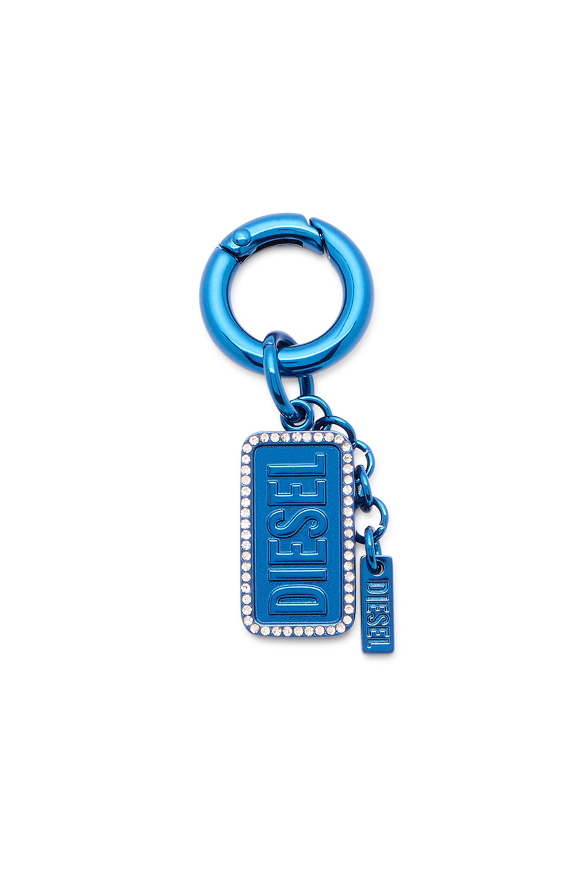 Diesel Unisex Blauw - Metal Keyring With Logo And Rhinestones - Charms And Keyrings Uni