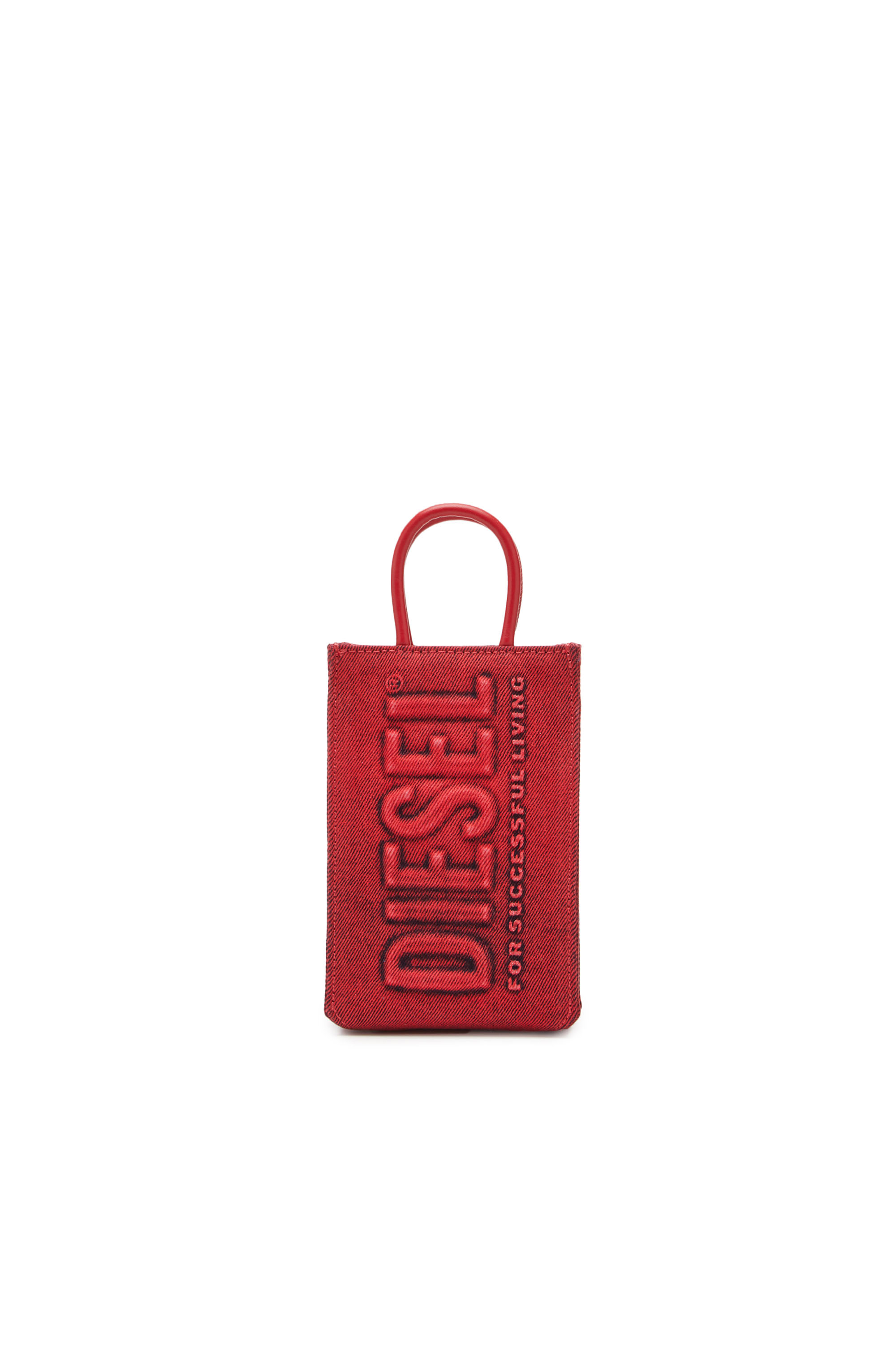 Diesel - Mini borsa tote in denim e pelle - Shoppers - Unisex - Rosso