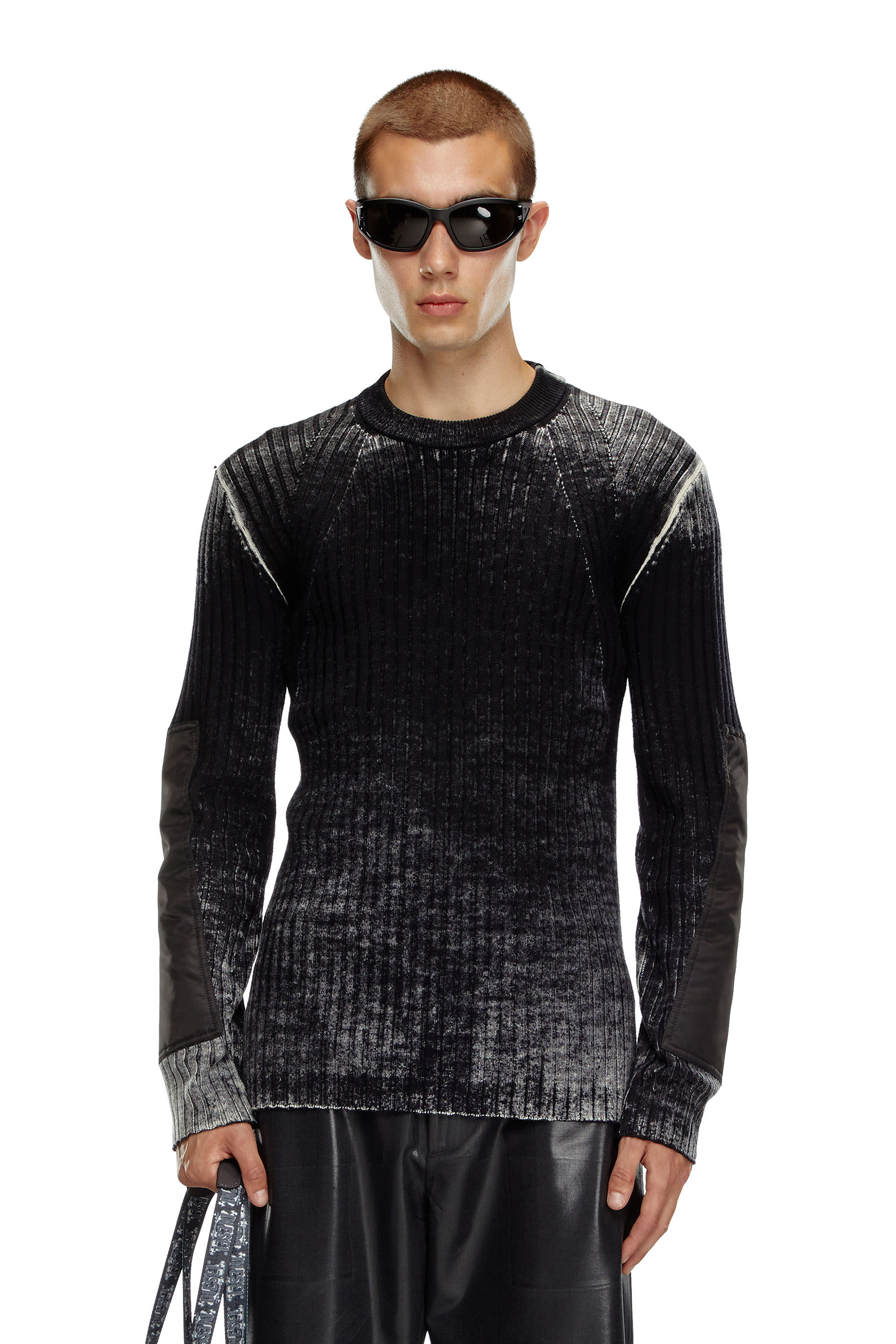 Diesel - Wool jumper with elbow patches - Knitwear - Man - Black