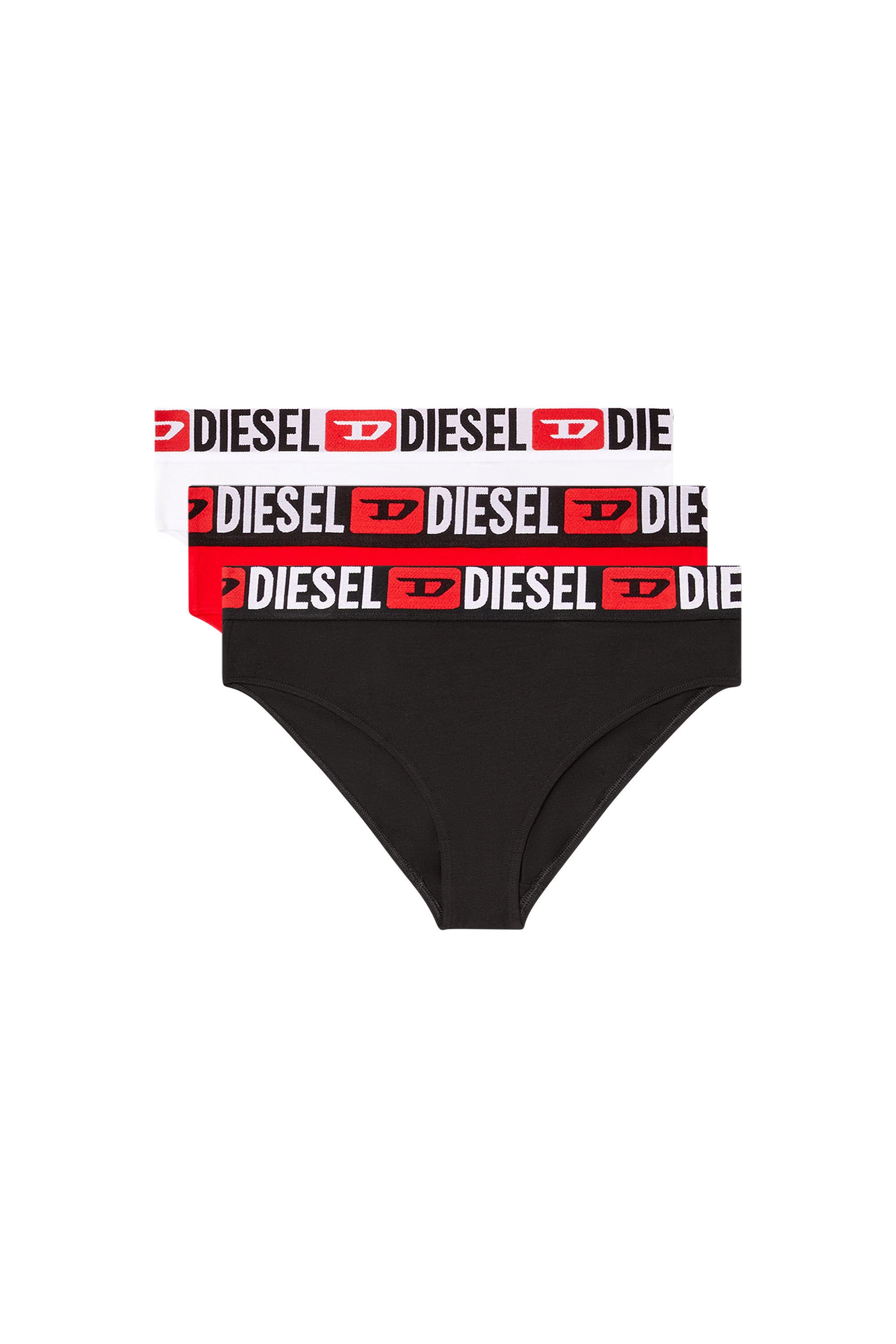 Diesel Three-pack Briefs With Maxi-logo Waist In Multicolor
