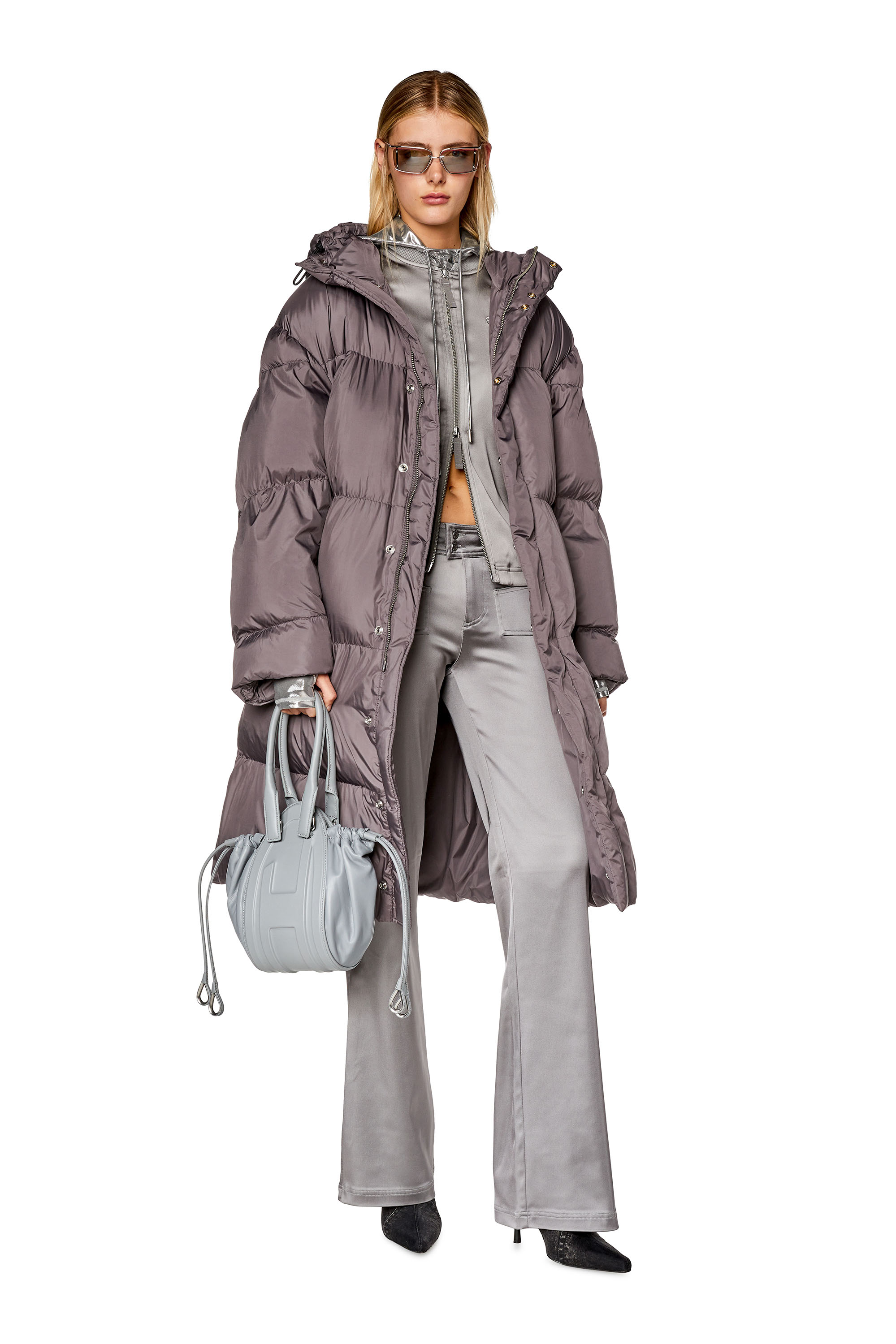 Diesel - Puffer coat with maxi oval D logo - Winter Jackets - Woman - Grey