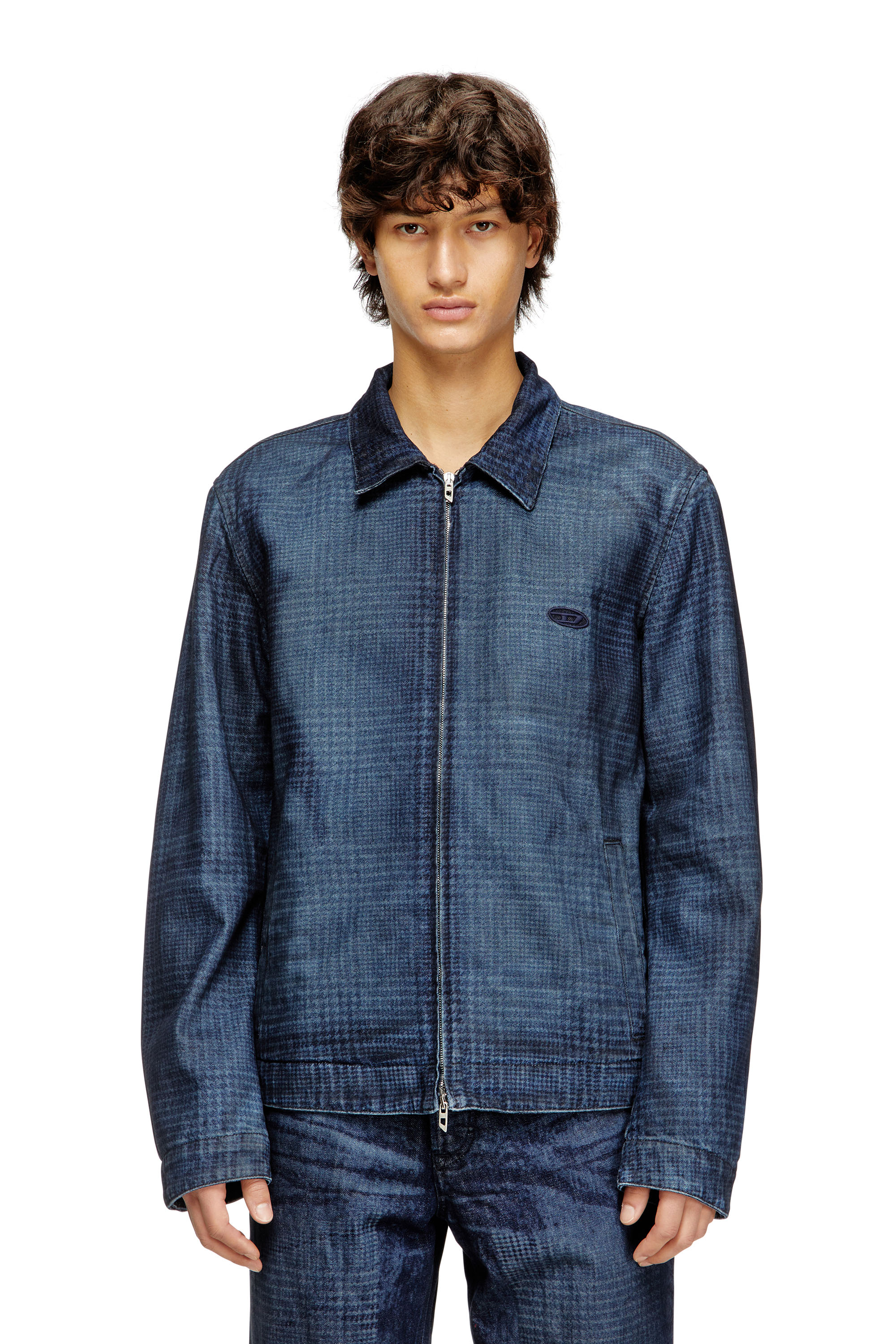 Diesel - D-ROHEEN-S, Man's Jacket in Prince of Wales denim in Dark Blue - 1