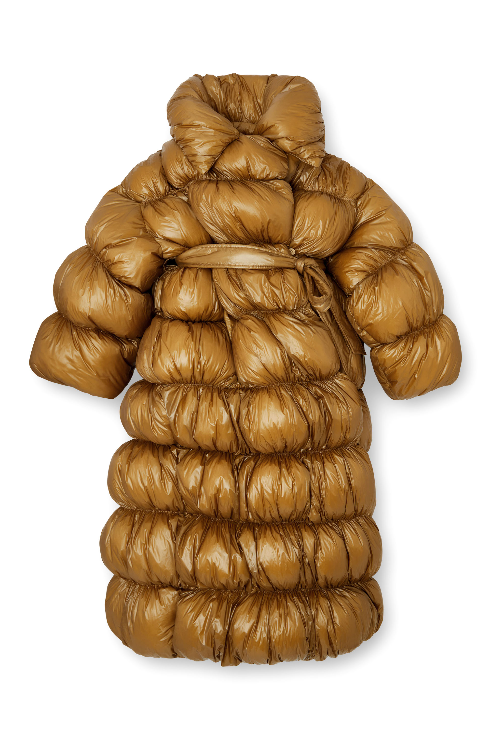 Diesel - W-INONA-LONG, Woman's Quilted down coat with belt in Brown - 3