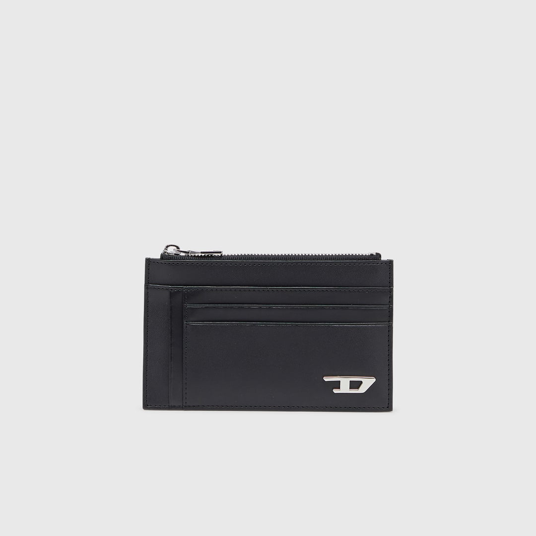 Diesel - Leather card holder with zip pocket - Card cases - Man - Black