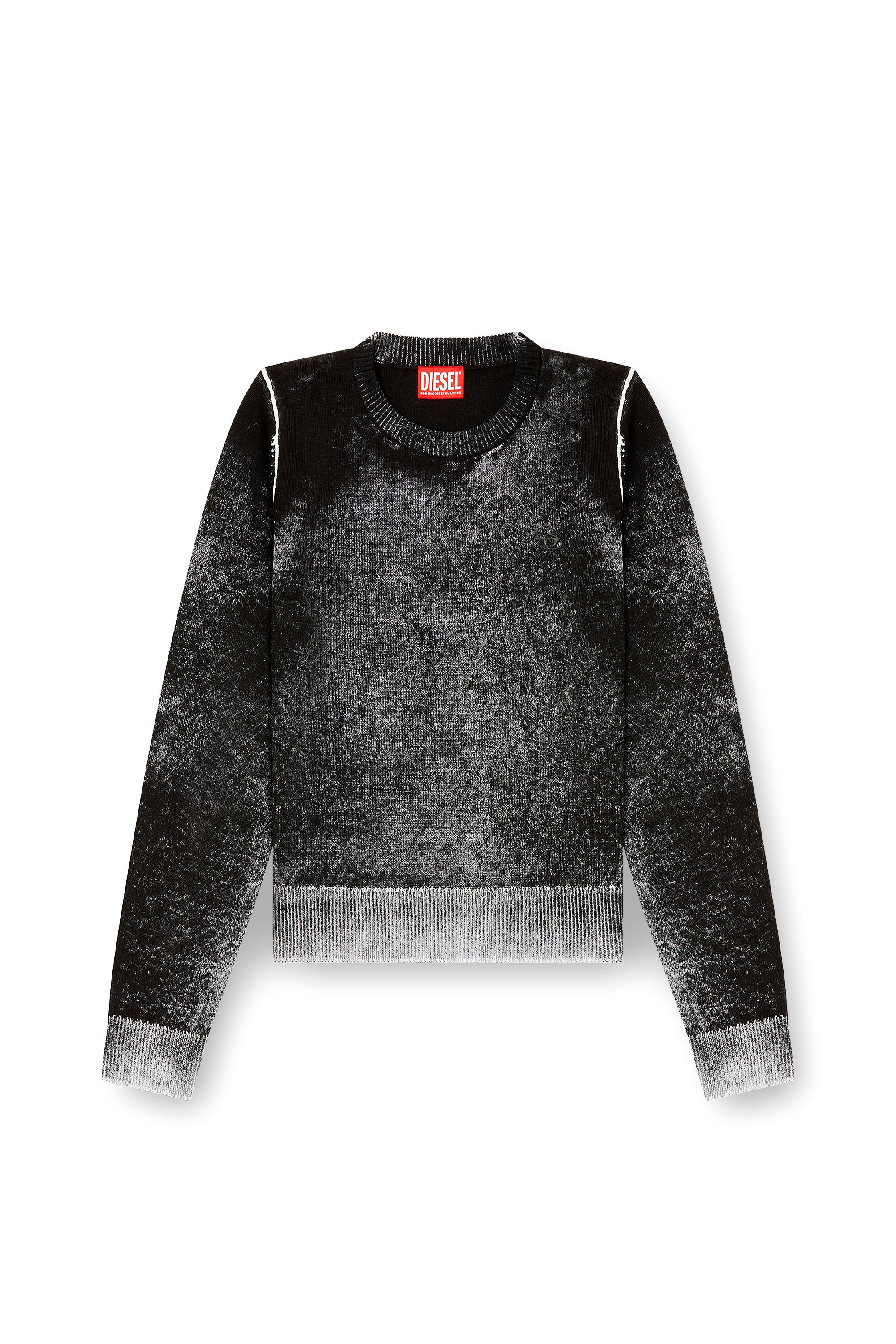 Diesel - M-LOVRE, Woman's Jumper with faded reverse print in Grey/Black - 2