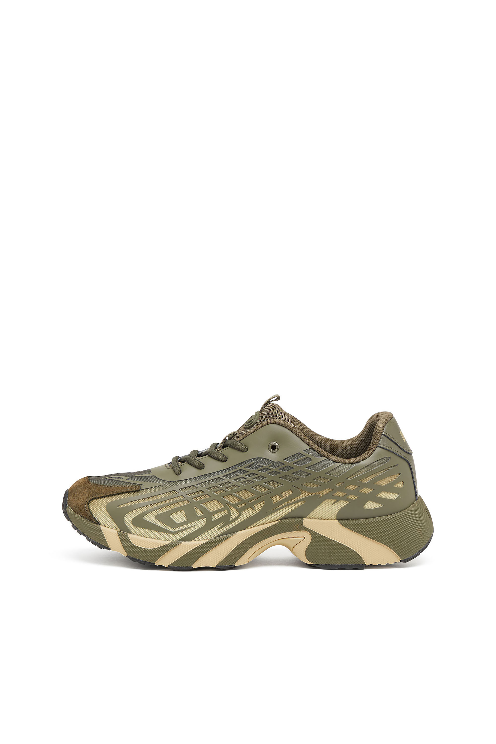 Diesel - S-D-VIT'S 500 LOW, Man's D-Vit-Sneakers in striped d&eacute;grad&eacute; mesh in Green/Brown - 2