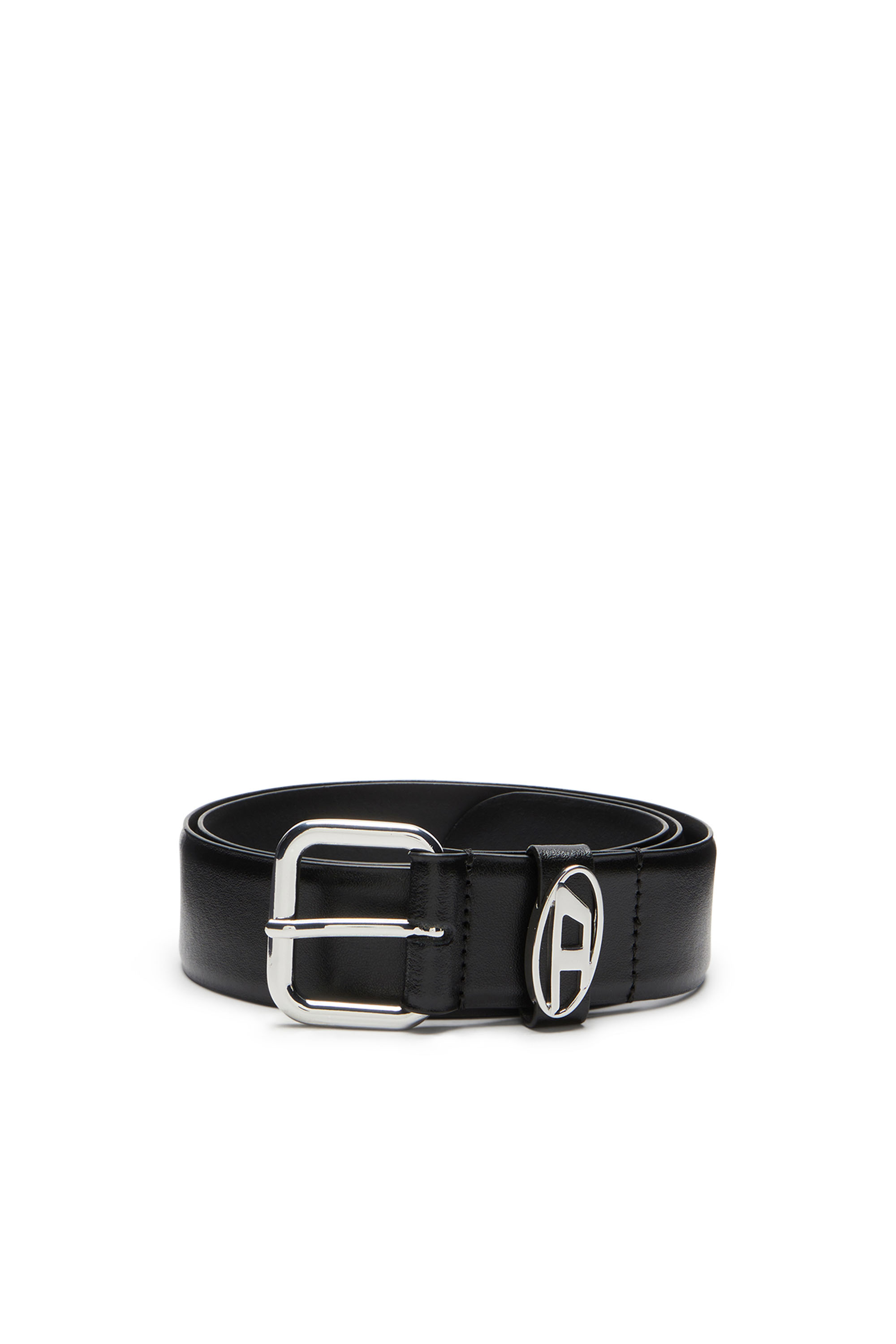 Diesel Unisex Black - 3.9Cm Logo-Plaque Embellished Leather Belt - Belts Size 95