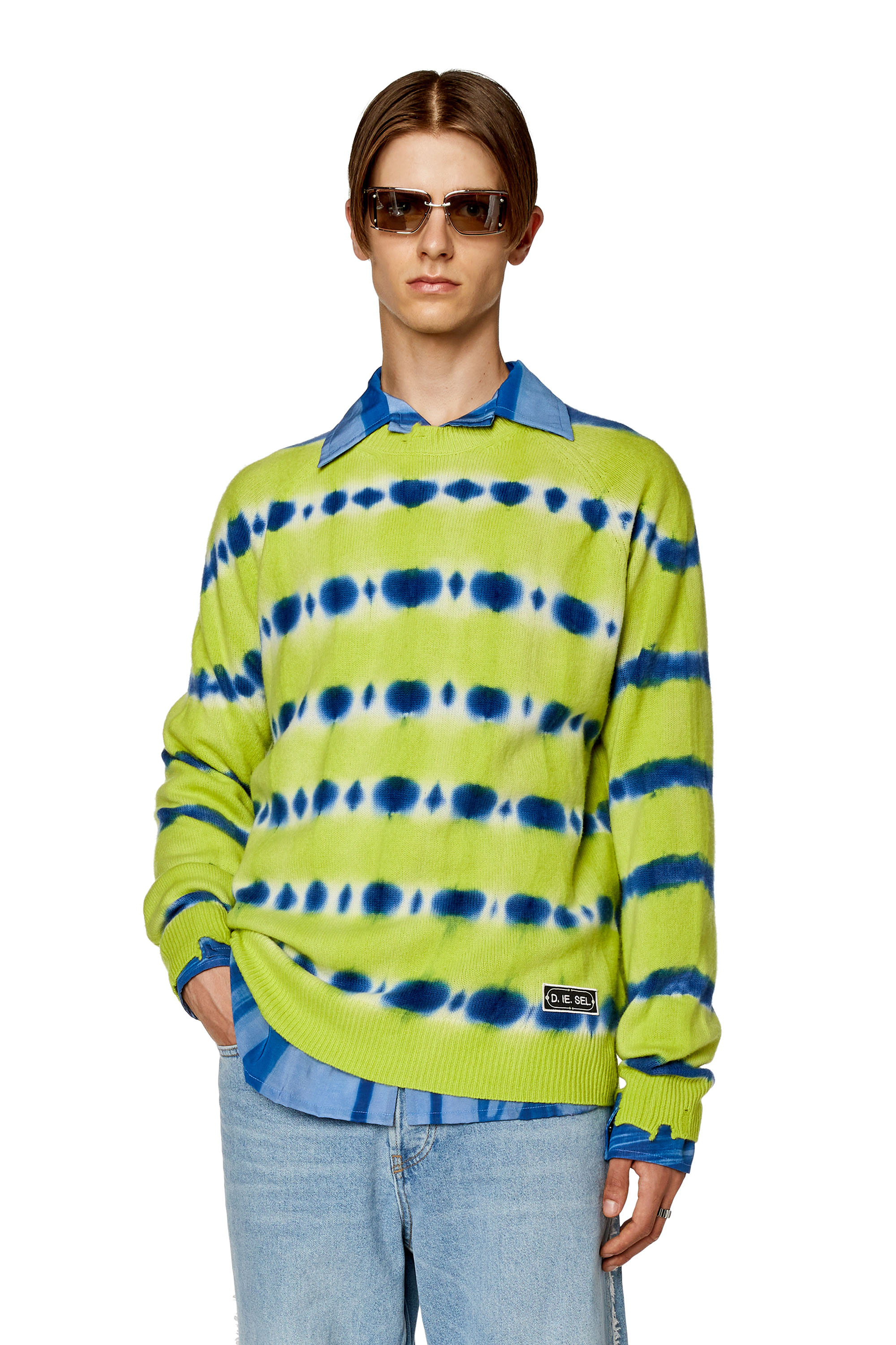 Diesel - Sweater in tie-dye wool jersey - Knitwear - Man - Multicolor