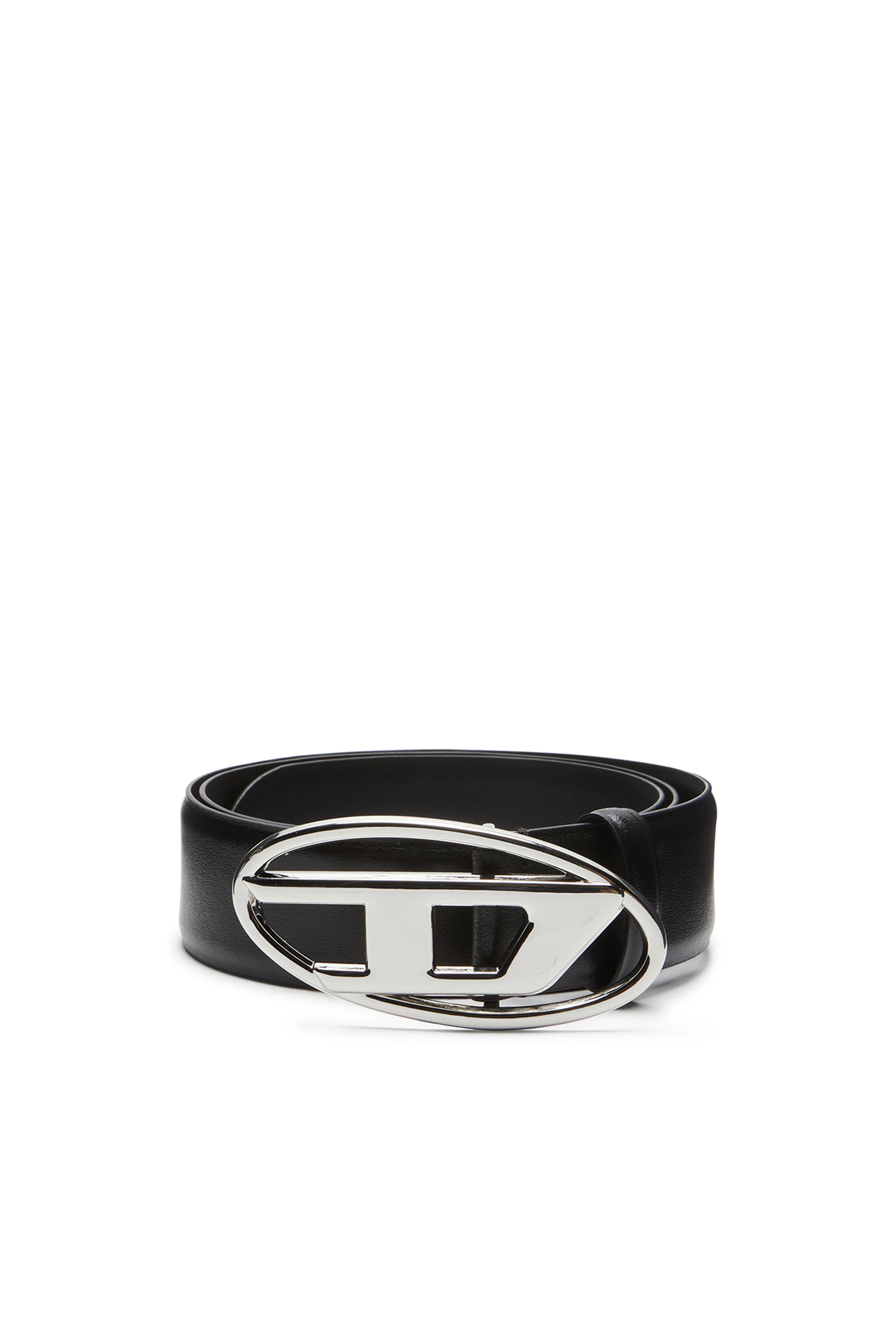 Diesel - 4cm Leather belt with Oval D buckle - Belts - Man - Black