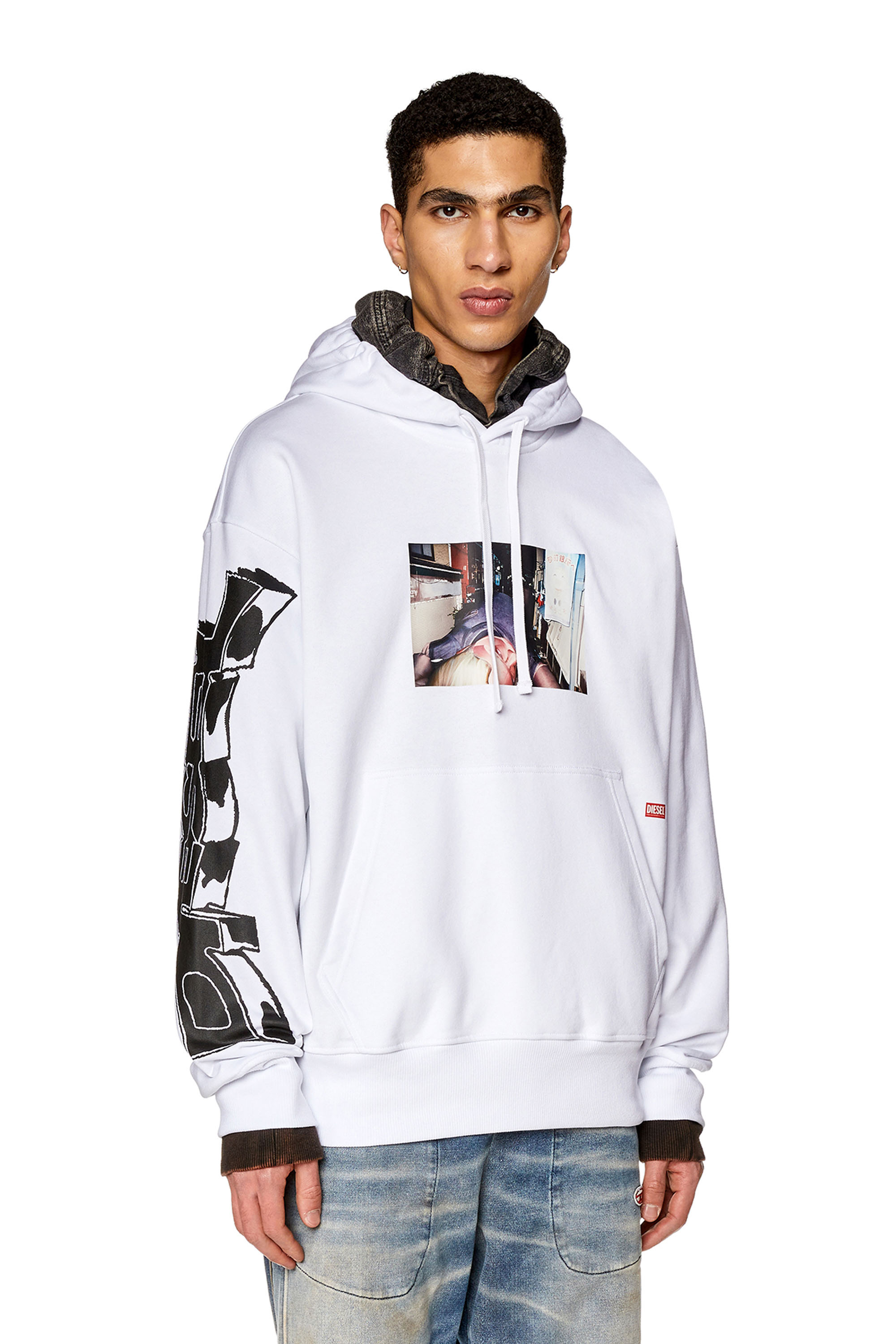 Diesel - Oversized hoodie with photo print - Sweaters - Man - White