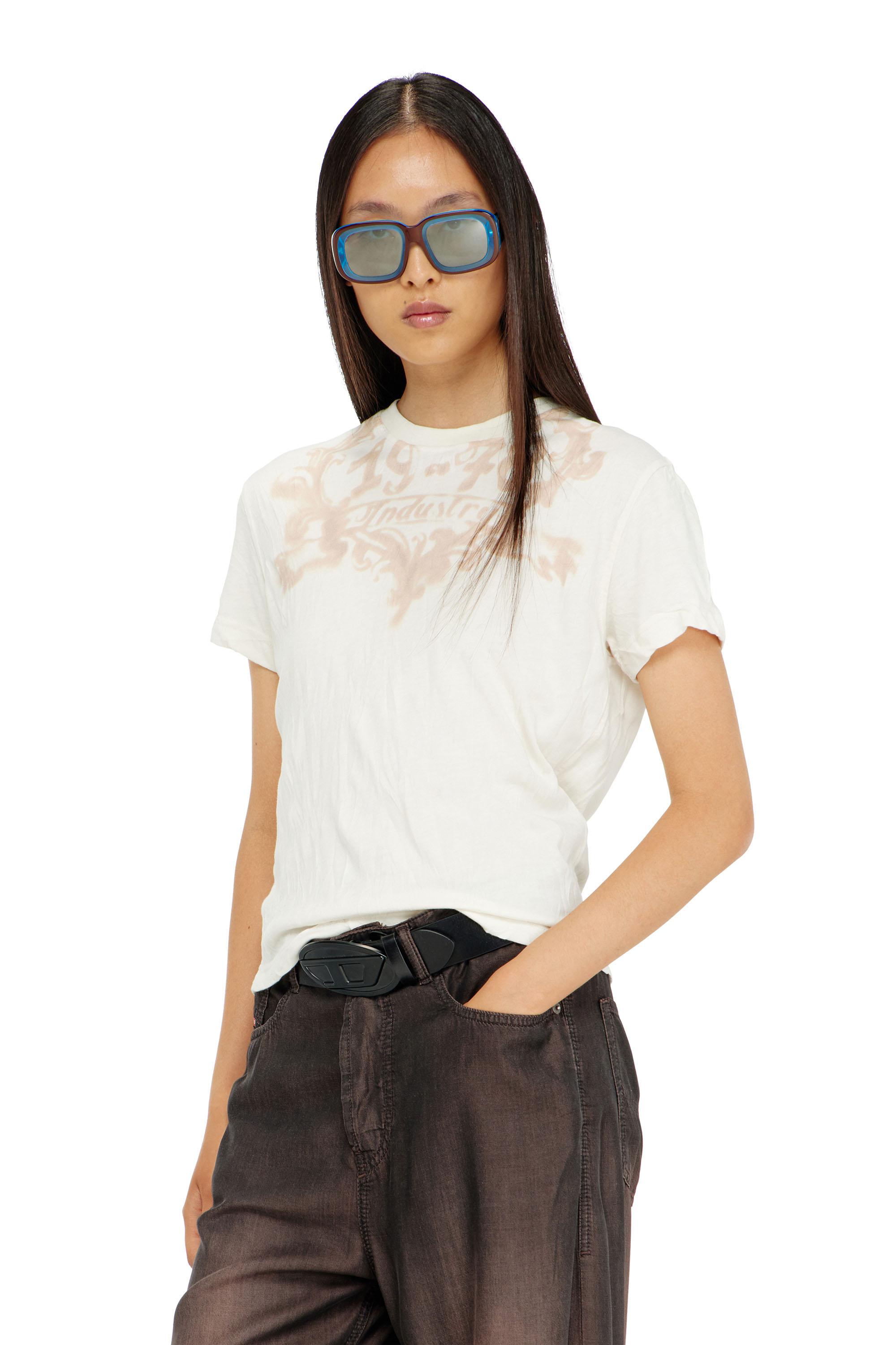 Diesel - Cotton T-shirt with graphic print - T-Shirts - Woman - Multicolor