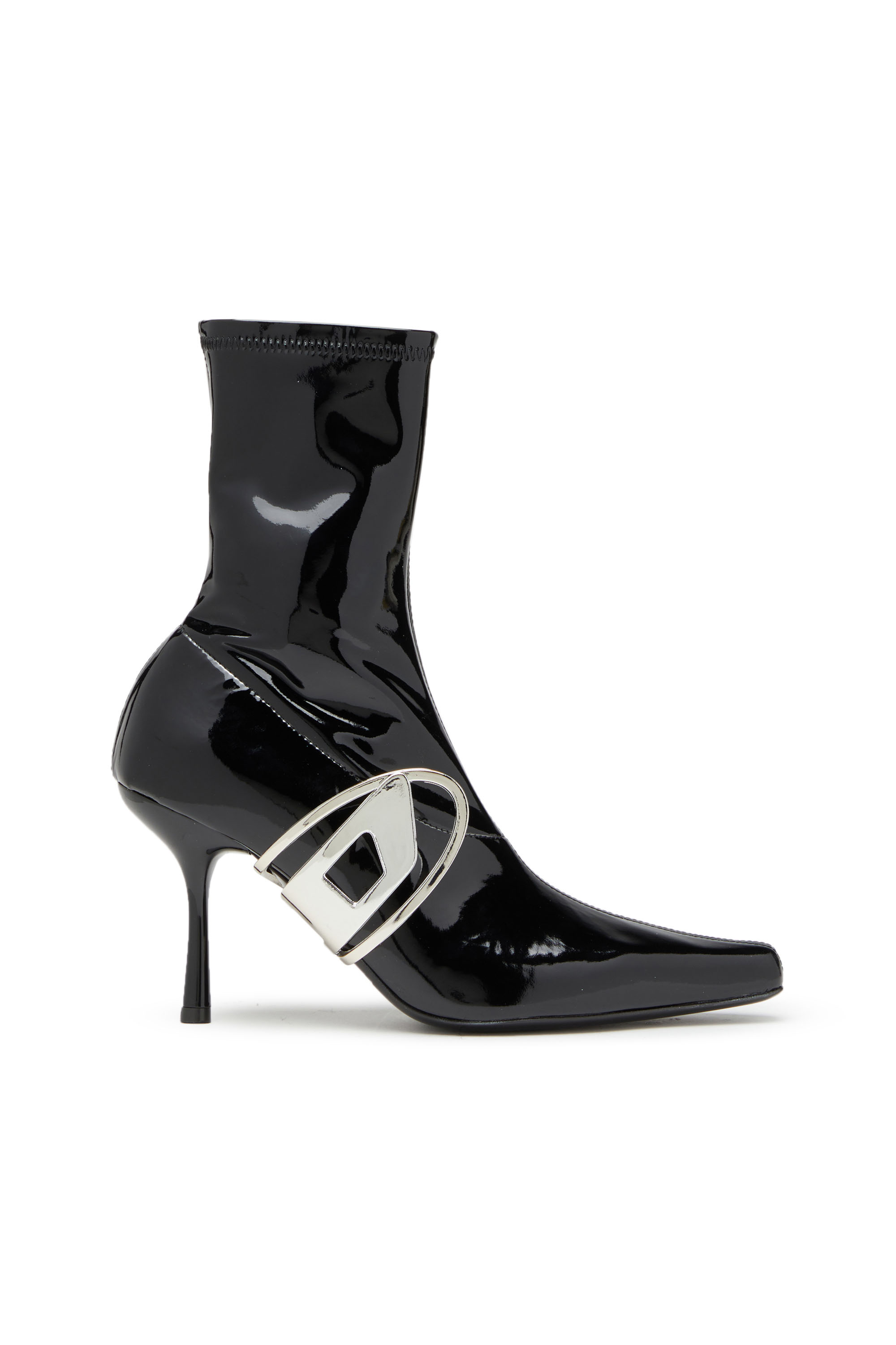 Diesel - D-Eclipse BT - Patent ankle boots with oval D plaque - Boots - Woman - Black