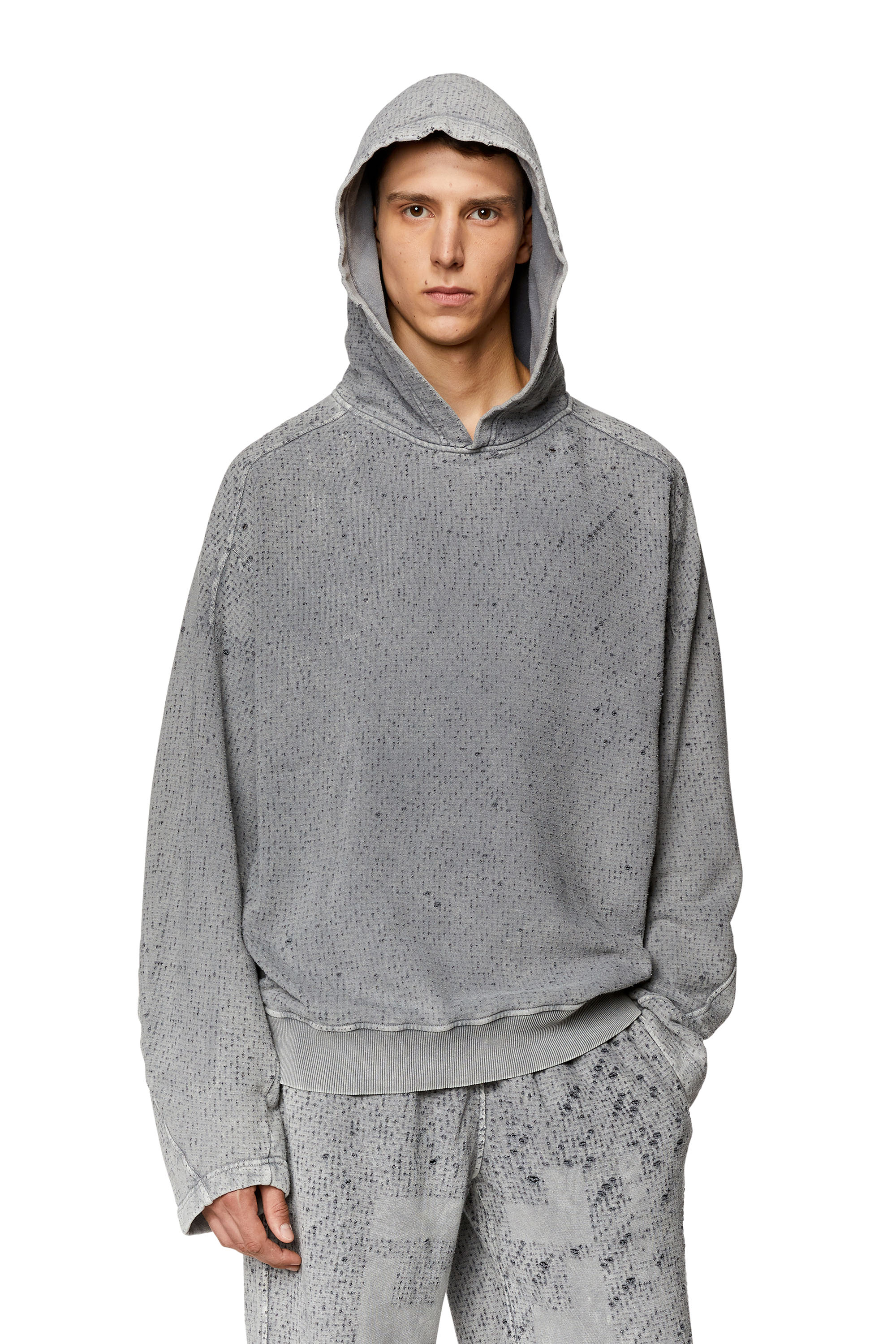 Diesel - Sweatshirt in laser-cut jersey - Sweaters - Man - Grey