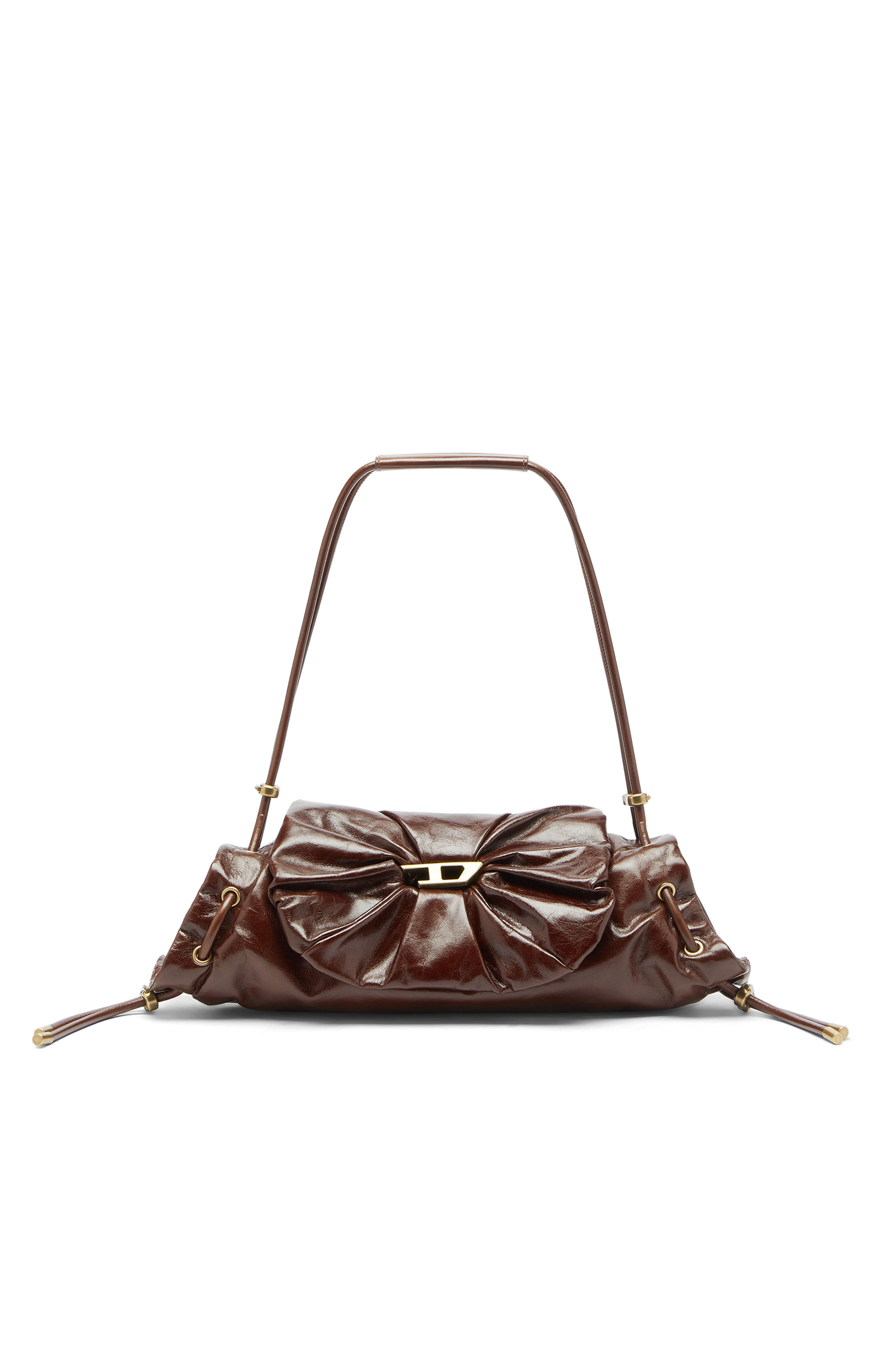 Diesel - Scrunch-D-Petit sac à bandoulière en cuir froissé - Sacs d'Épaule - Femme - Marron