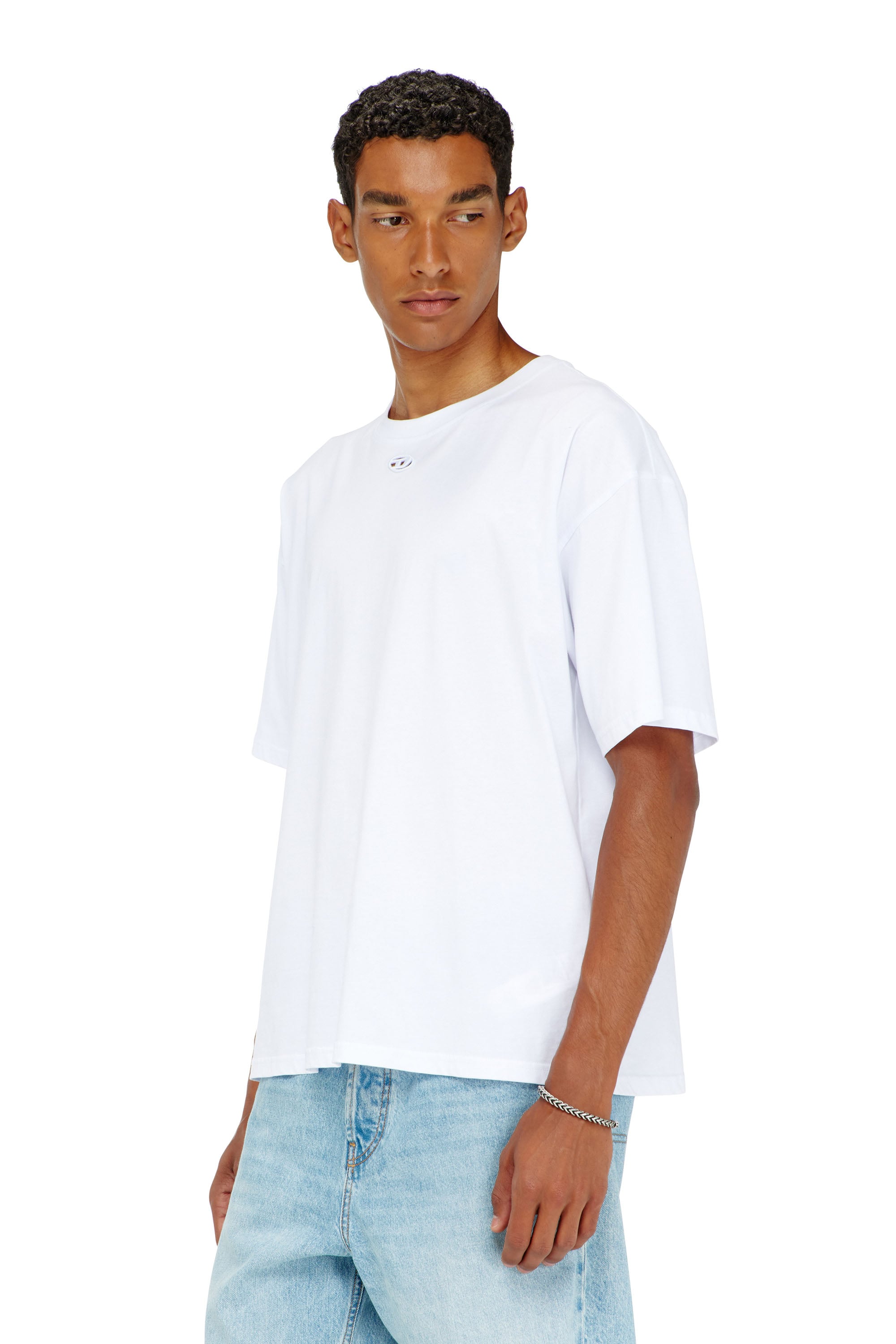 Diesel - Relaxed cotton T-shirt with Oval D embroidery - T-Shirts - Man - White