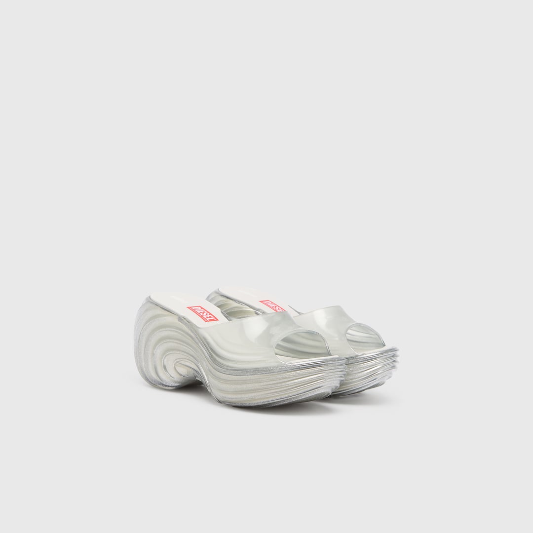 Diesel - Platform mule in Melflex - Sandals - Woman - Silver