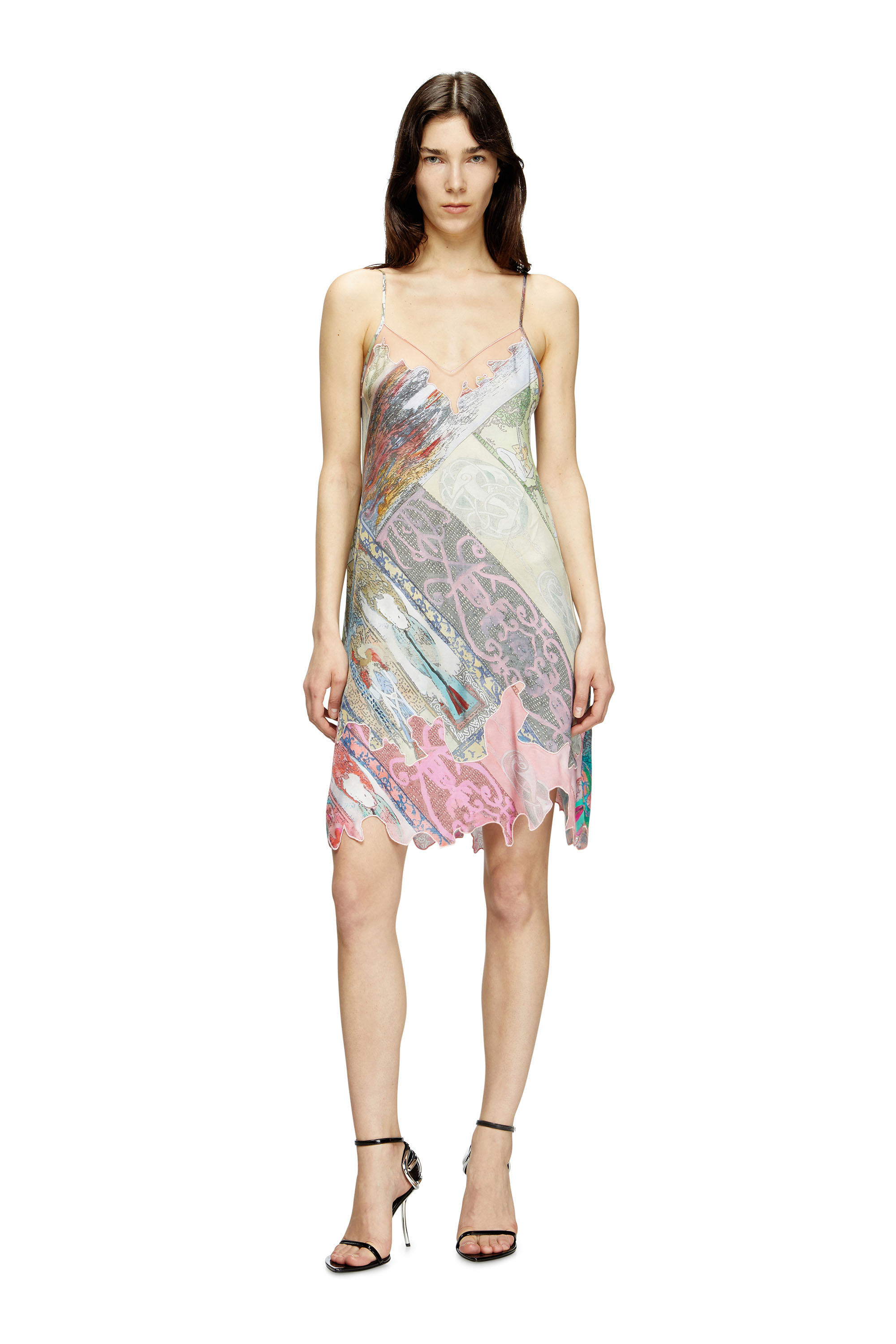 Diesel - Viscose slip dress with Heraldic print - Dresses - Woman - Multicolor