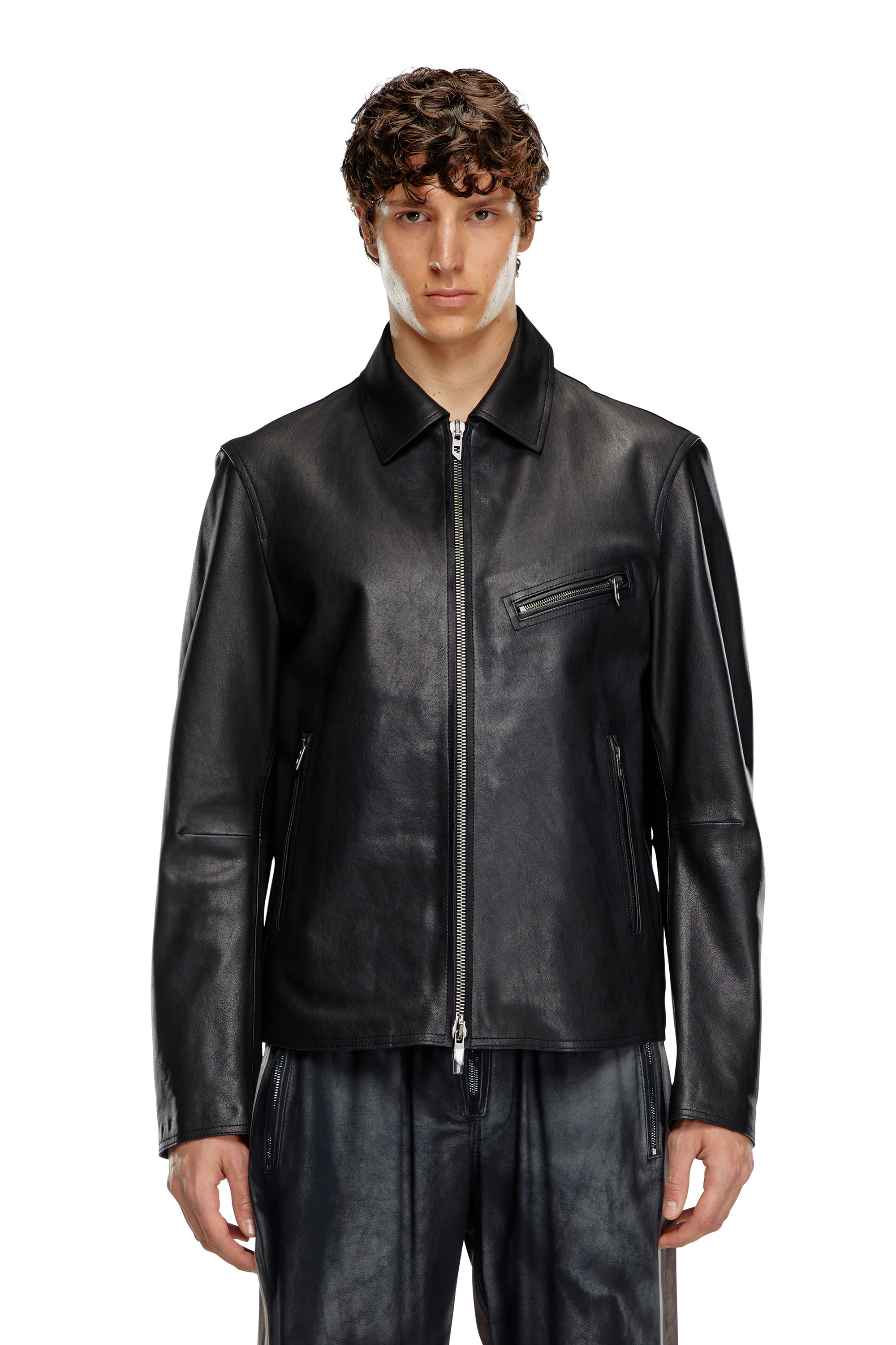 L-ILYAN Leather bomber jacket｜ブラック｜ウィメンズ｜DIESEL