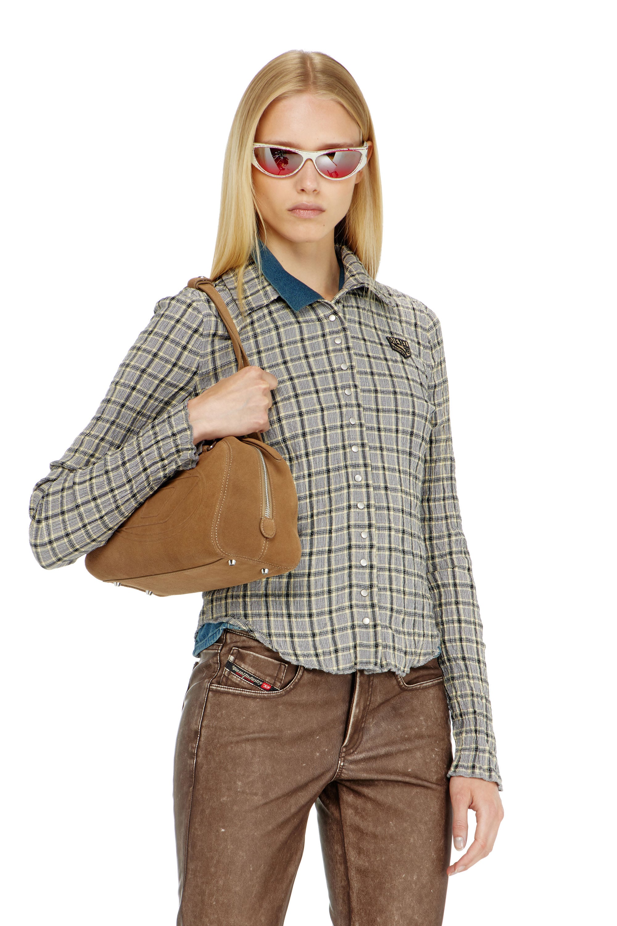 Diesel - Check shirt with seersucker effect - Shirts - Woman - Grey