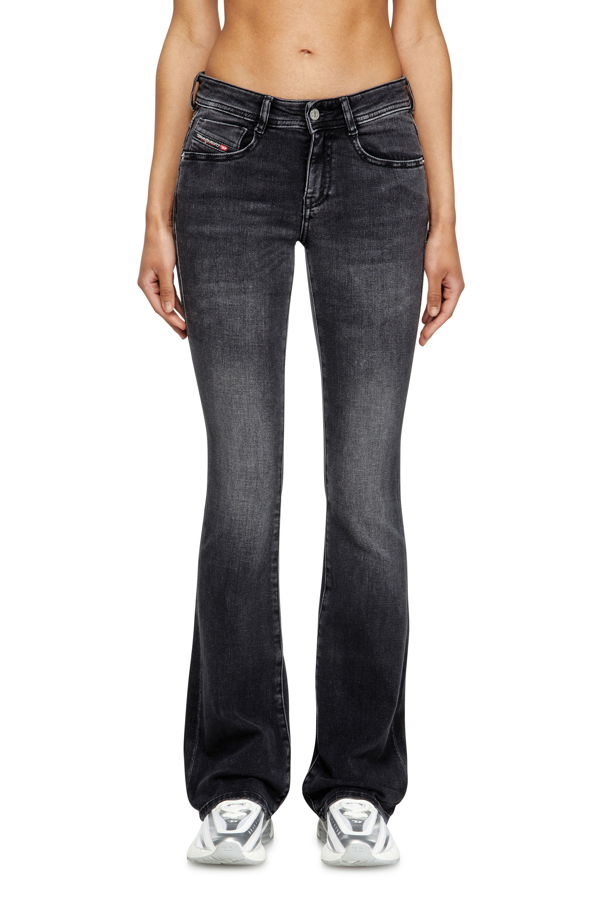 Diesel Bootcut Jeans Low Waist 1969 D-Ebbey, Black/Dark grey, Zip fly
