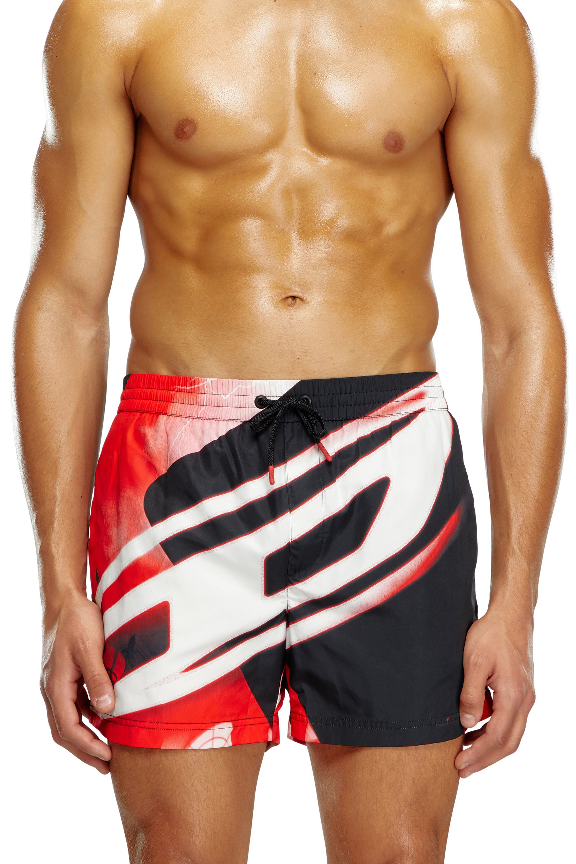 Shop Diesel Mid-length Swim Shorts With Oval D Print In Multicolor