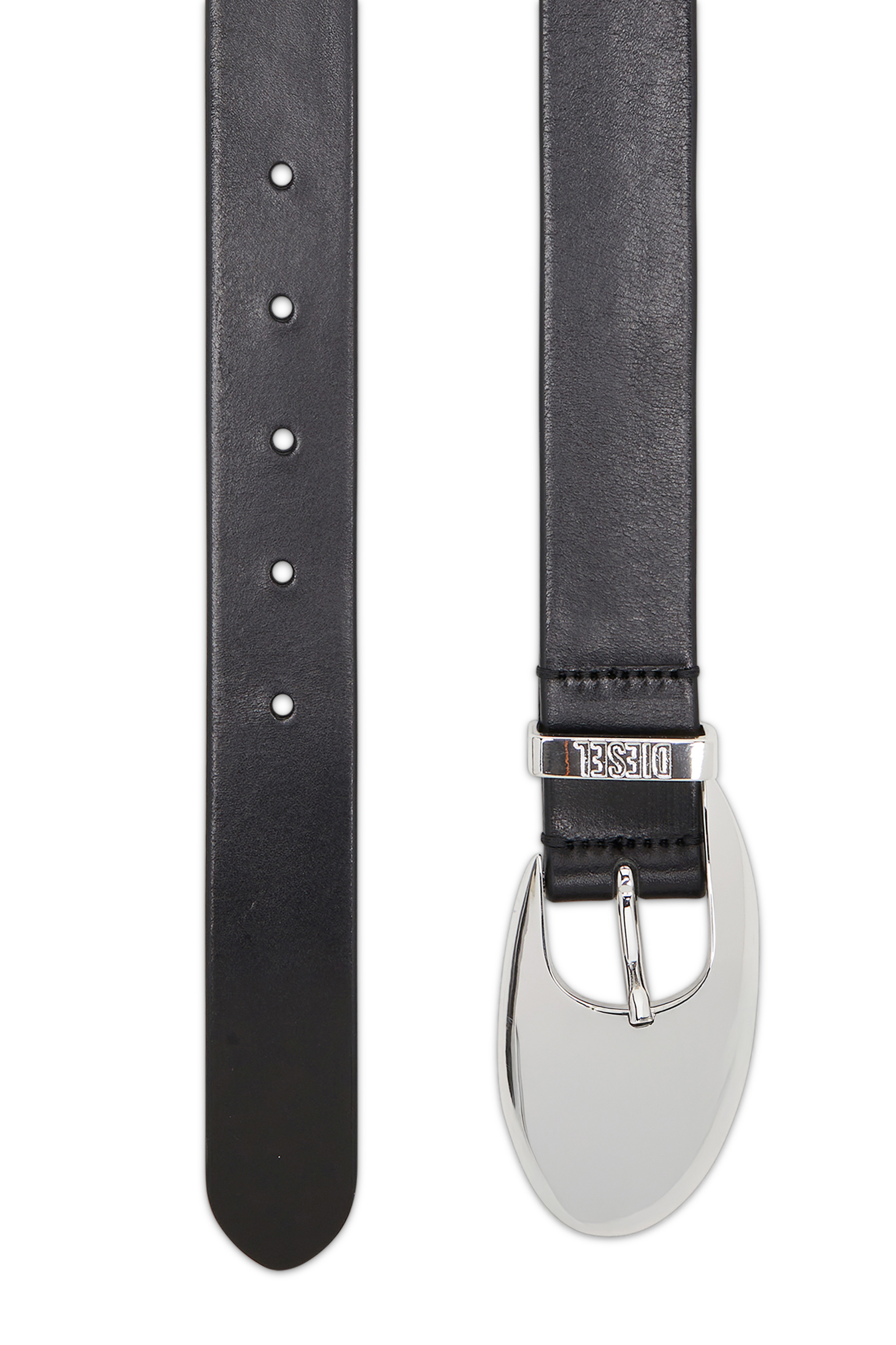 Diesel - B-ROP 30, Woman's 3 cm belt in pull-up leather with D buckle in Black - 2