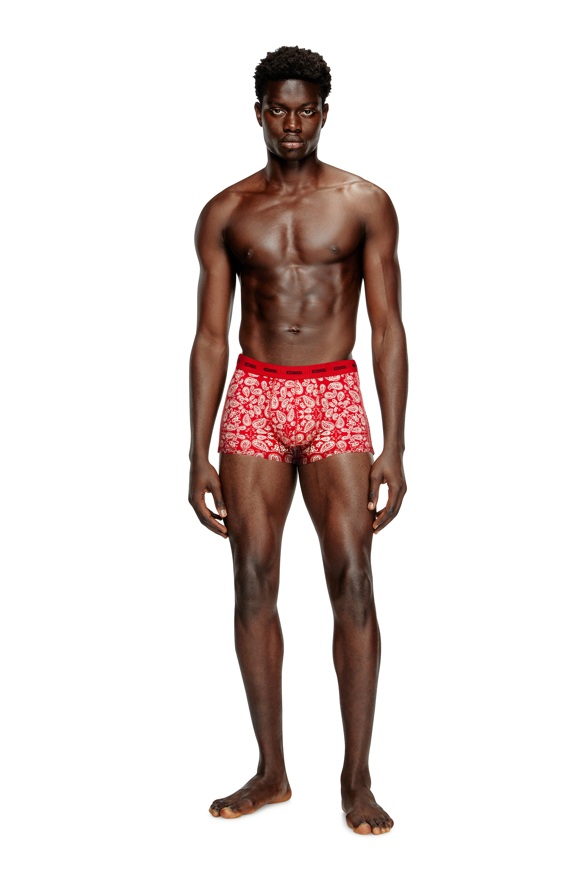 Diesel - DAMIEN-GFT-UTLT-3PACK, Man's 3-pack stretch cotton boxers in Red/White - 3