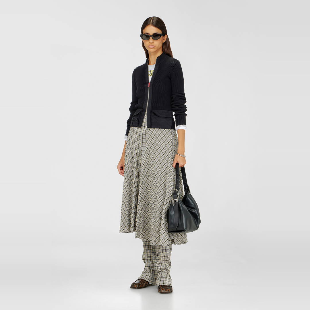 Diesel - Cardigan côtelée avec poches cargo - Pull Maille - Femme - Noir
