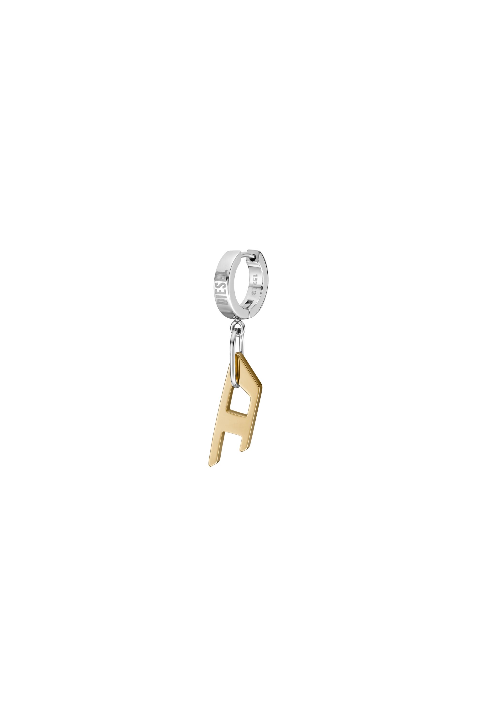 DIESEL TWO-TONE STAINLESS STEEL SINGLE HOOP EARRING