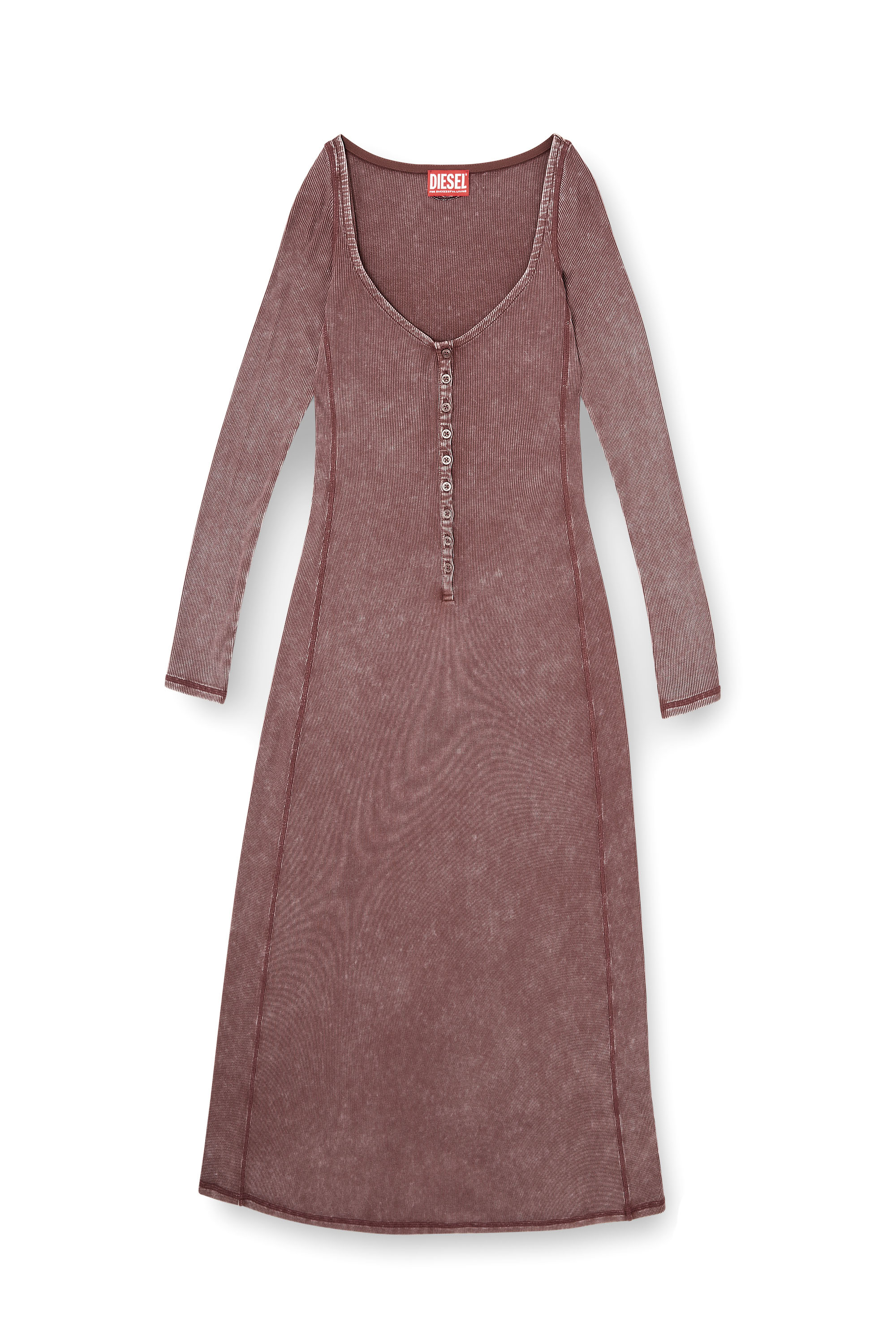 Diesel - D-LEY, Woman's Midi dress in faded ribbed jersey in Pink - 3