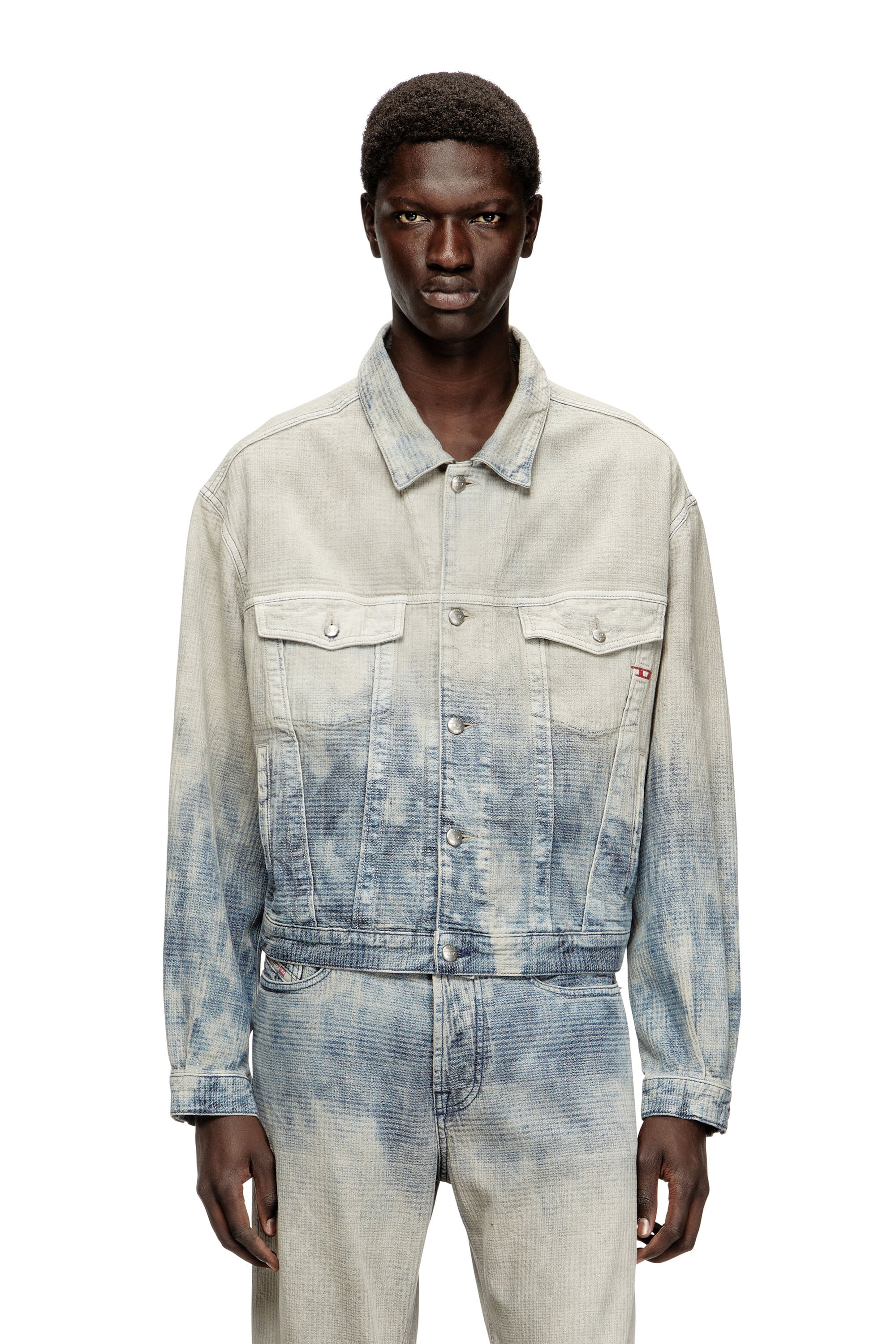 Diesel Unisex Multicolor - Trucker Jacket In Prince Of Wales Jacquard Denim - Denim Jackets Xxl