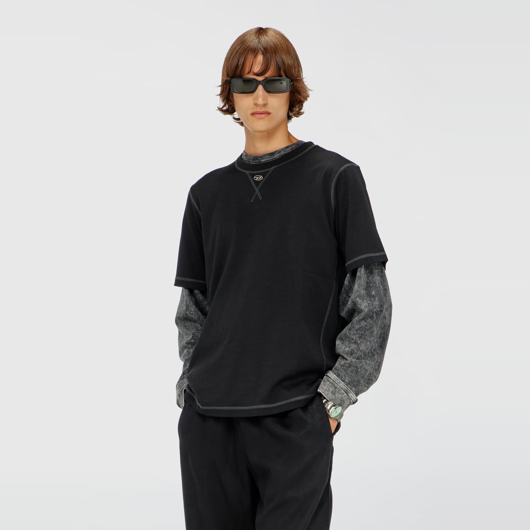 Diesel - Regular T-shirt with crew neck and Oval D - T-Shirts - Man - Black