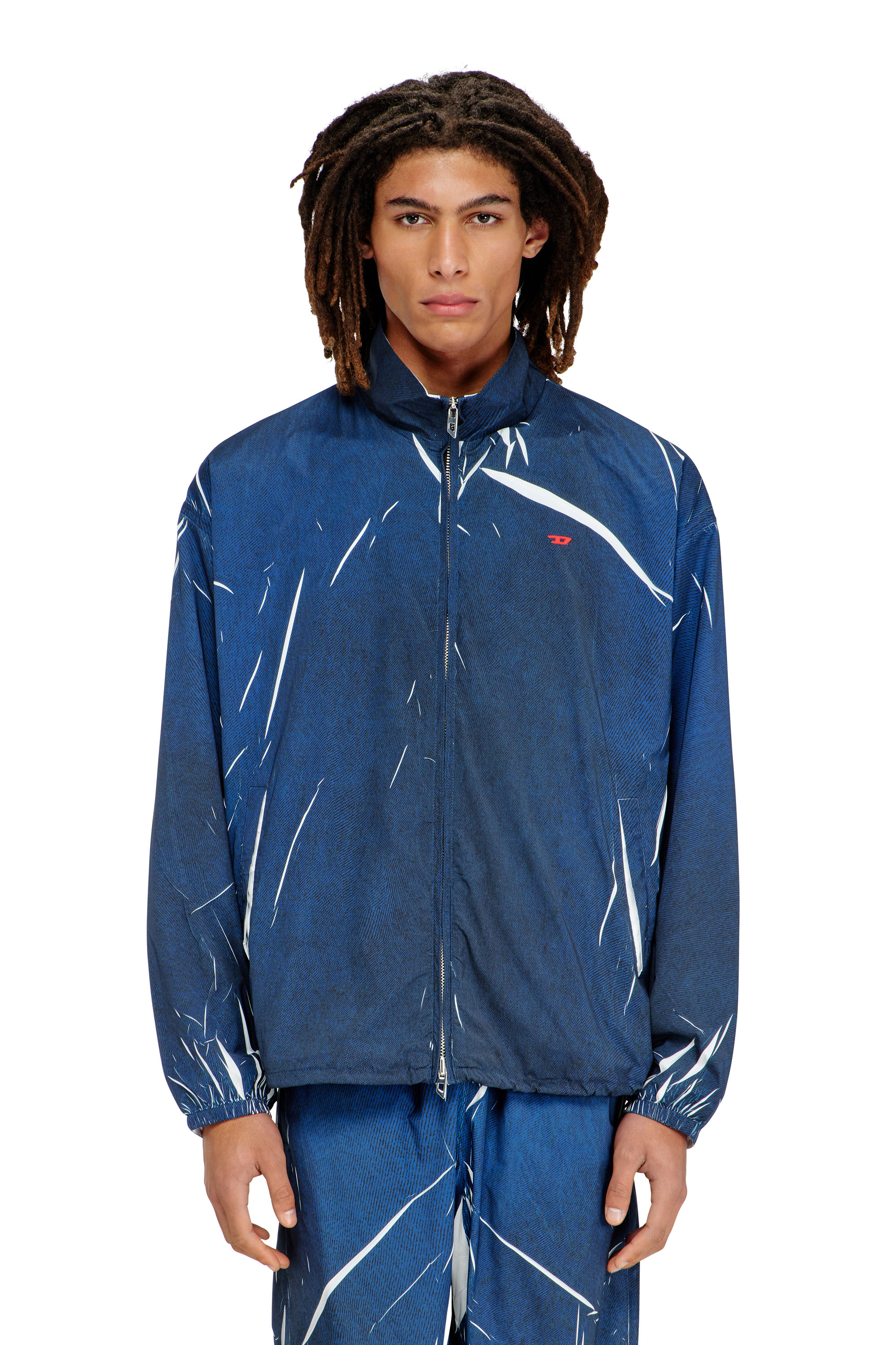 Diesel - Light jacket with denim-effect print - Jackets - Man - Blue