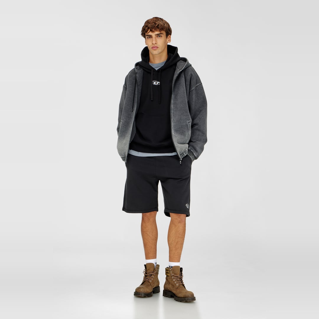 Diesel - Hoodie with metallic logo - Sweaters - Man - Black