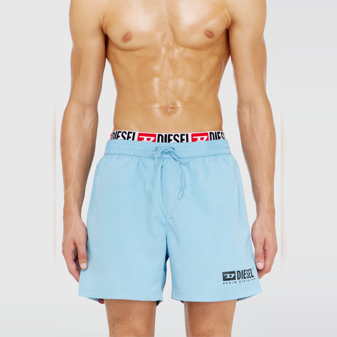 Diesel - Mid-length swim shorts with logo print - Swim shorts - Man - Blue