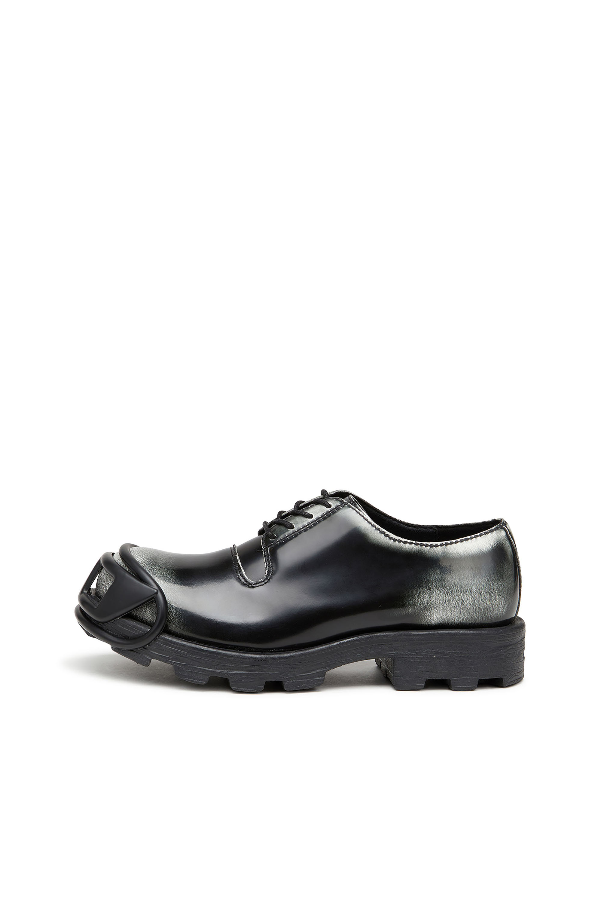 Diesel - D-HAMMER SO D, Man's D-Hammer-Derby shoes in shiny two-tone leather in Black/White - 7