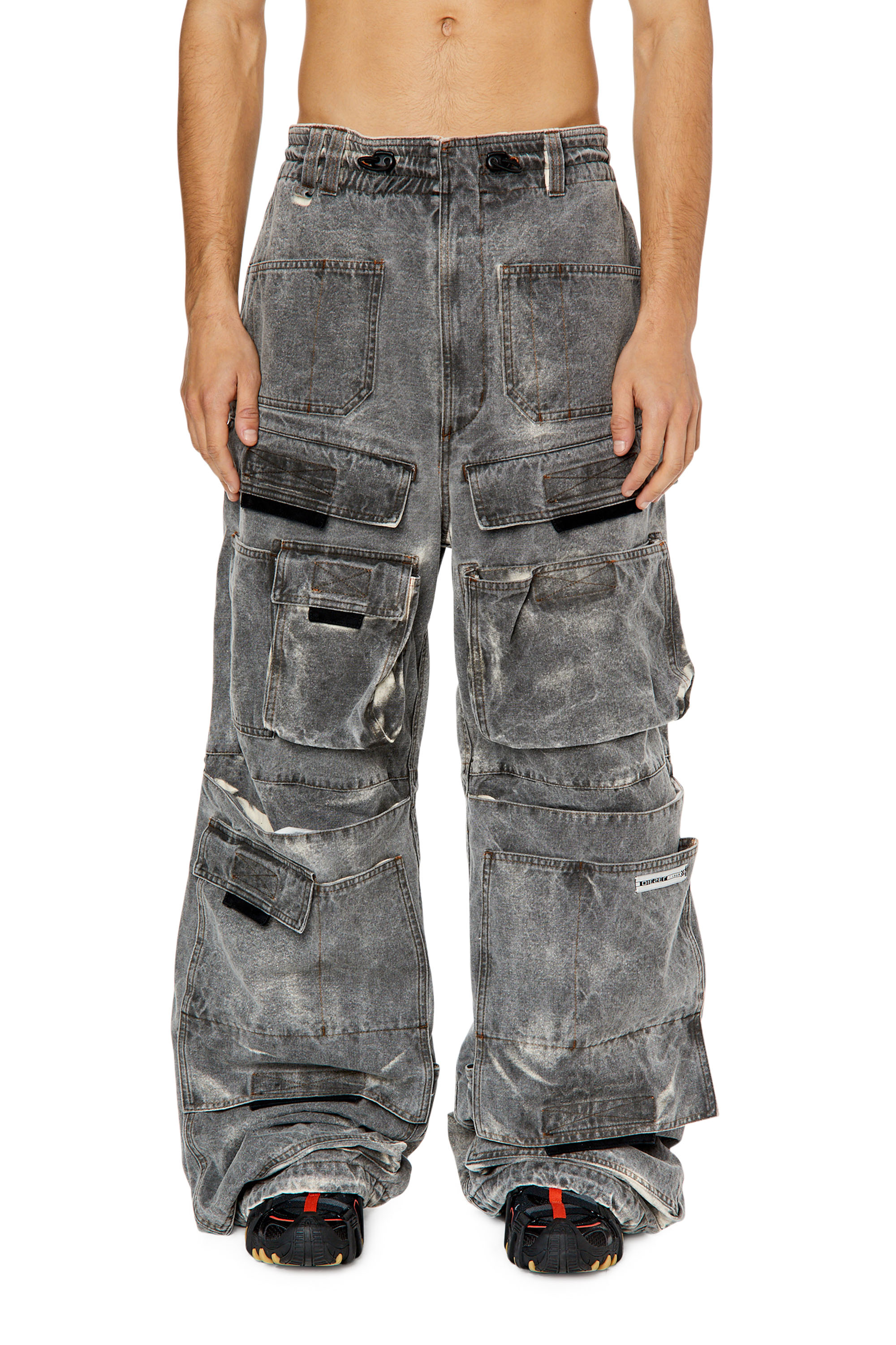 Diesel - Pantaloni cargo in tela di cotone nebulizzata - Pantaloni - Uomo - Grigio