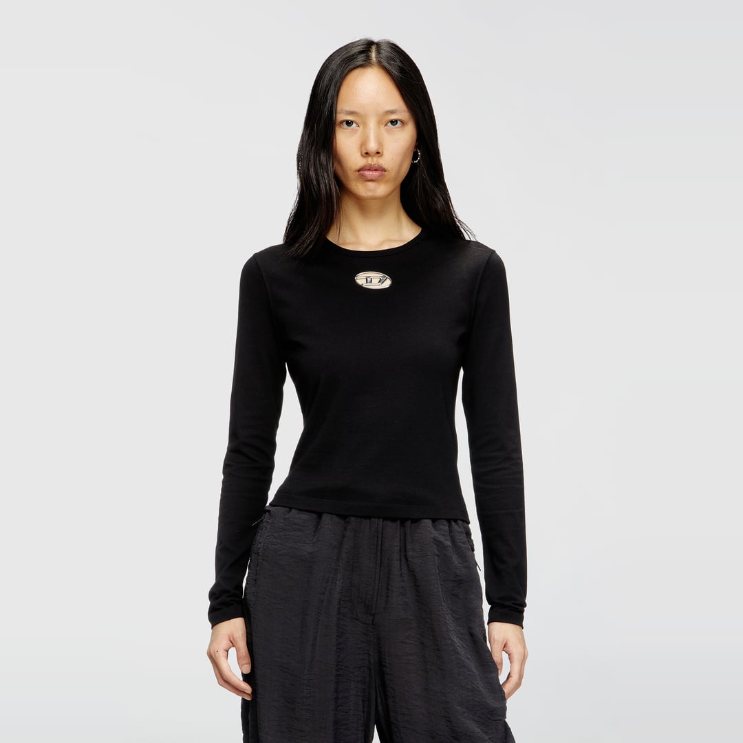 Diesel - Long-sleeve top with Oval D cut-out - T-Shirts - Woman - Black