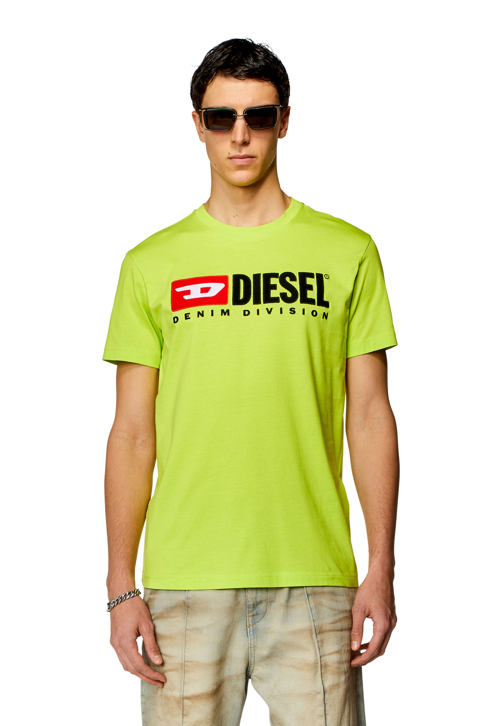 Diesel - T-shirt with embroidered logo - T-Shirts - Man - Green