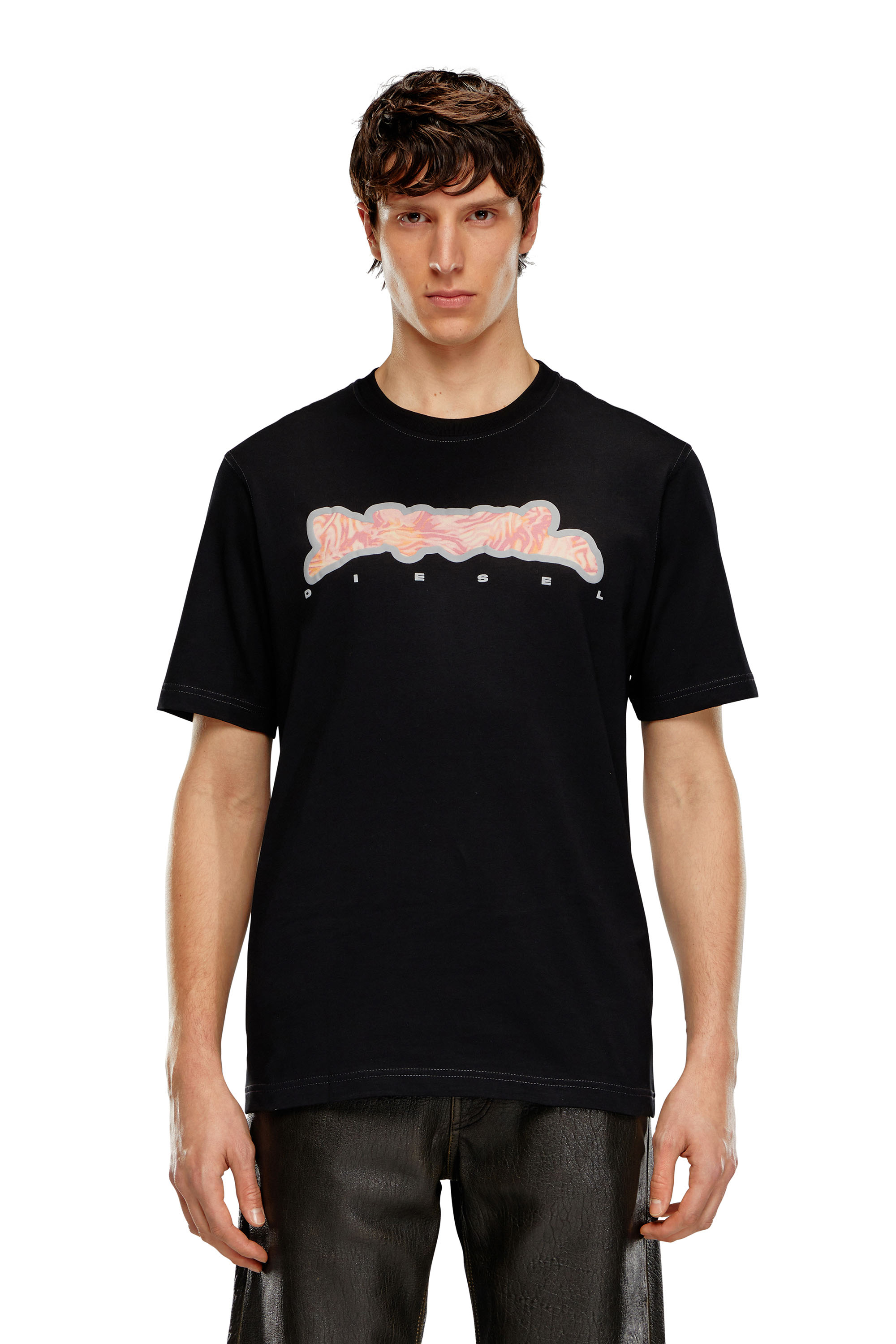Diesel - T-shirt with zebra-camo motif - T-Shirts - Man - Black