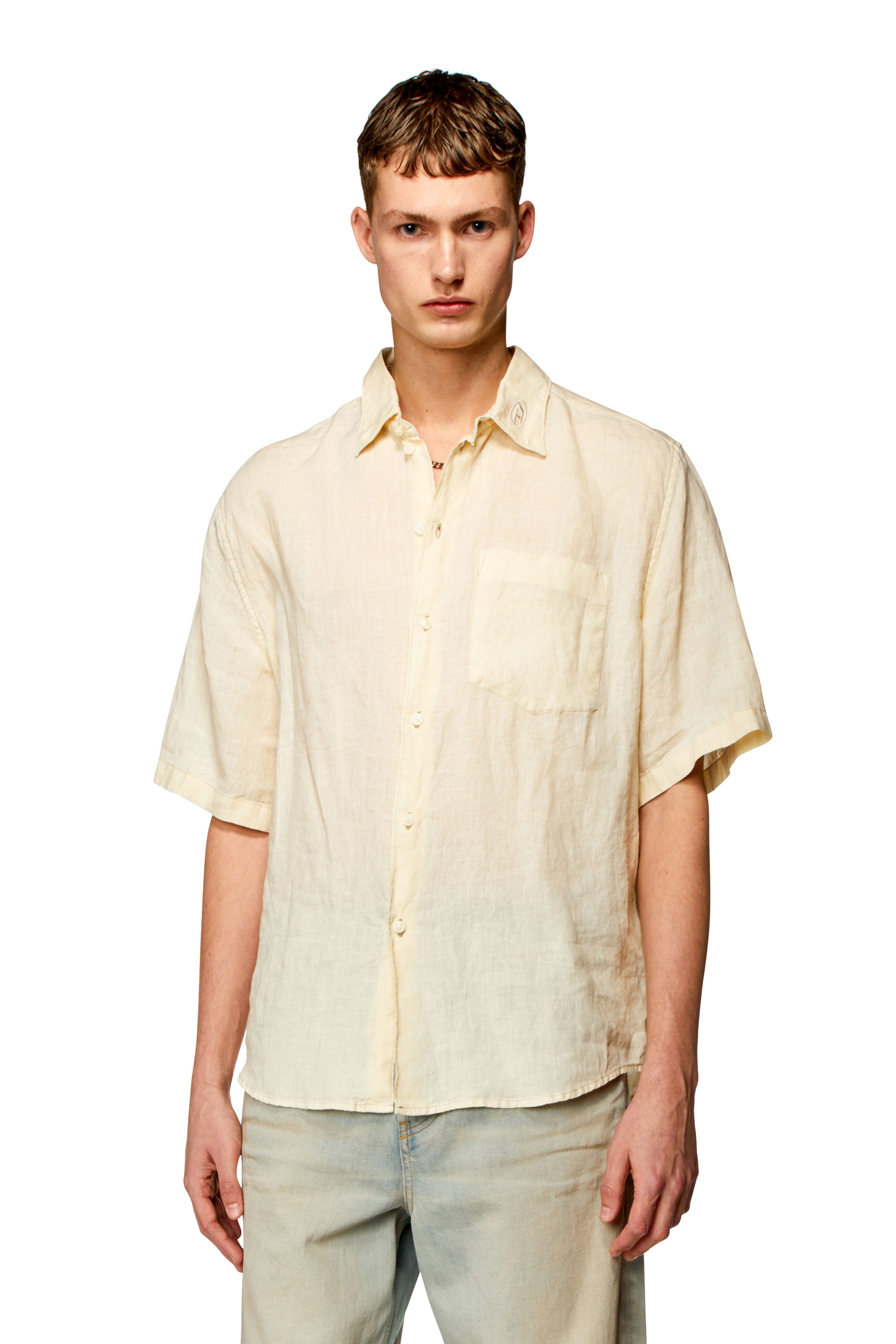 Diesel - Camisa de lino de manga corta - Camisas - Hombre - Beige