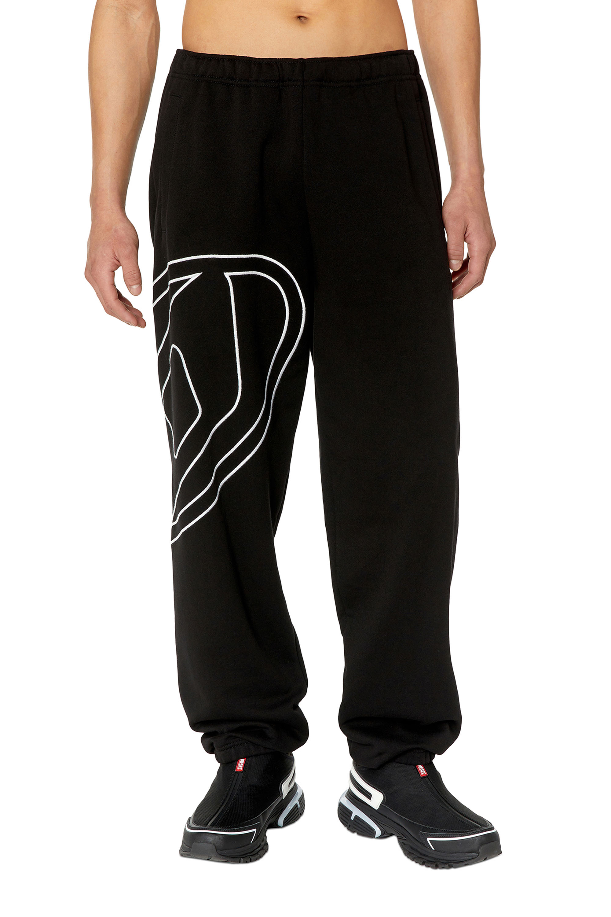 Diesel - Pantalones deportivos con oval D extragrande - Pantalones - Hombre - Negro