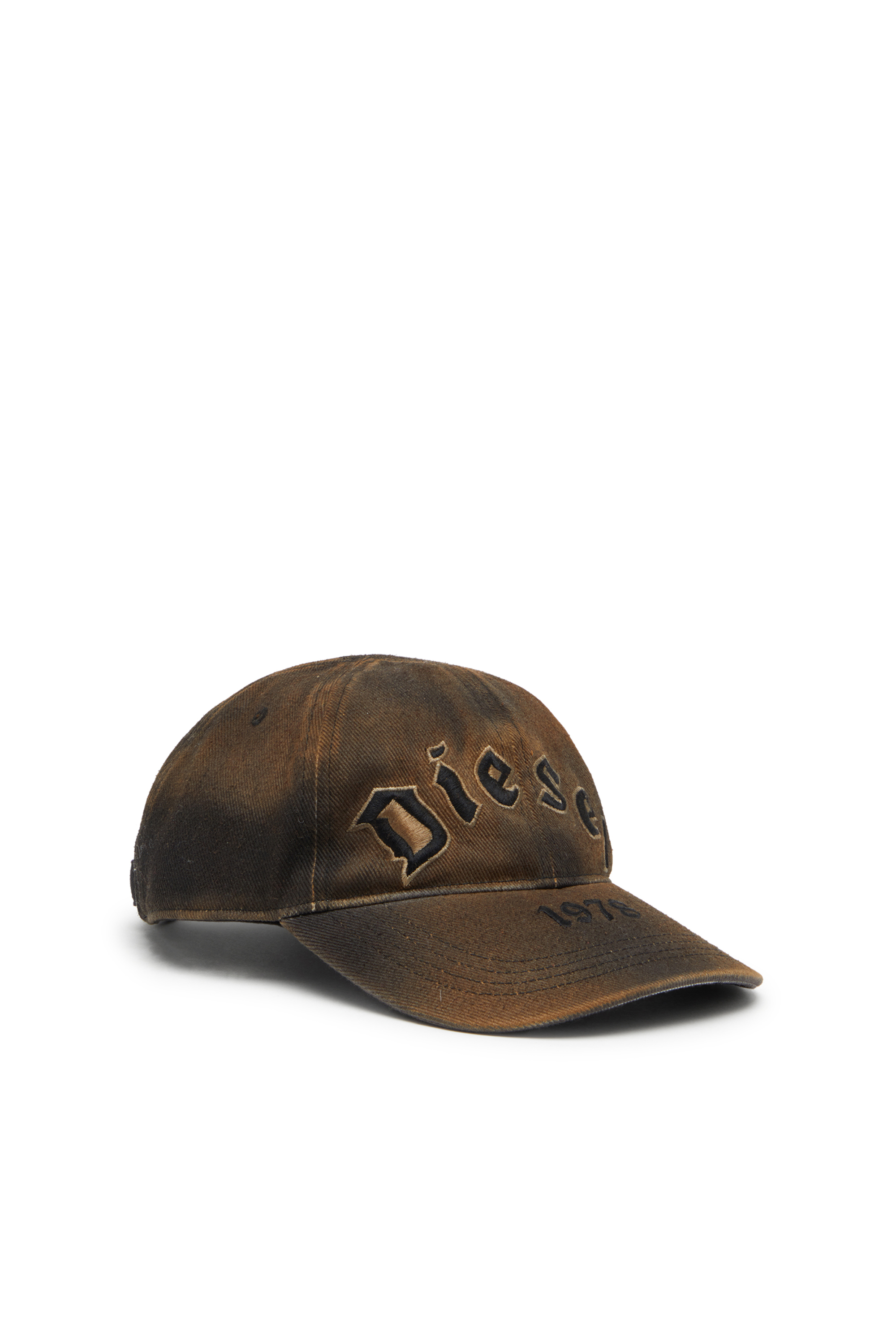 Diesel Men's Brown - Cotton Twill Baseball Cap With Lived-In Effect - Caps - Man Size 01
