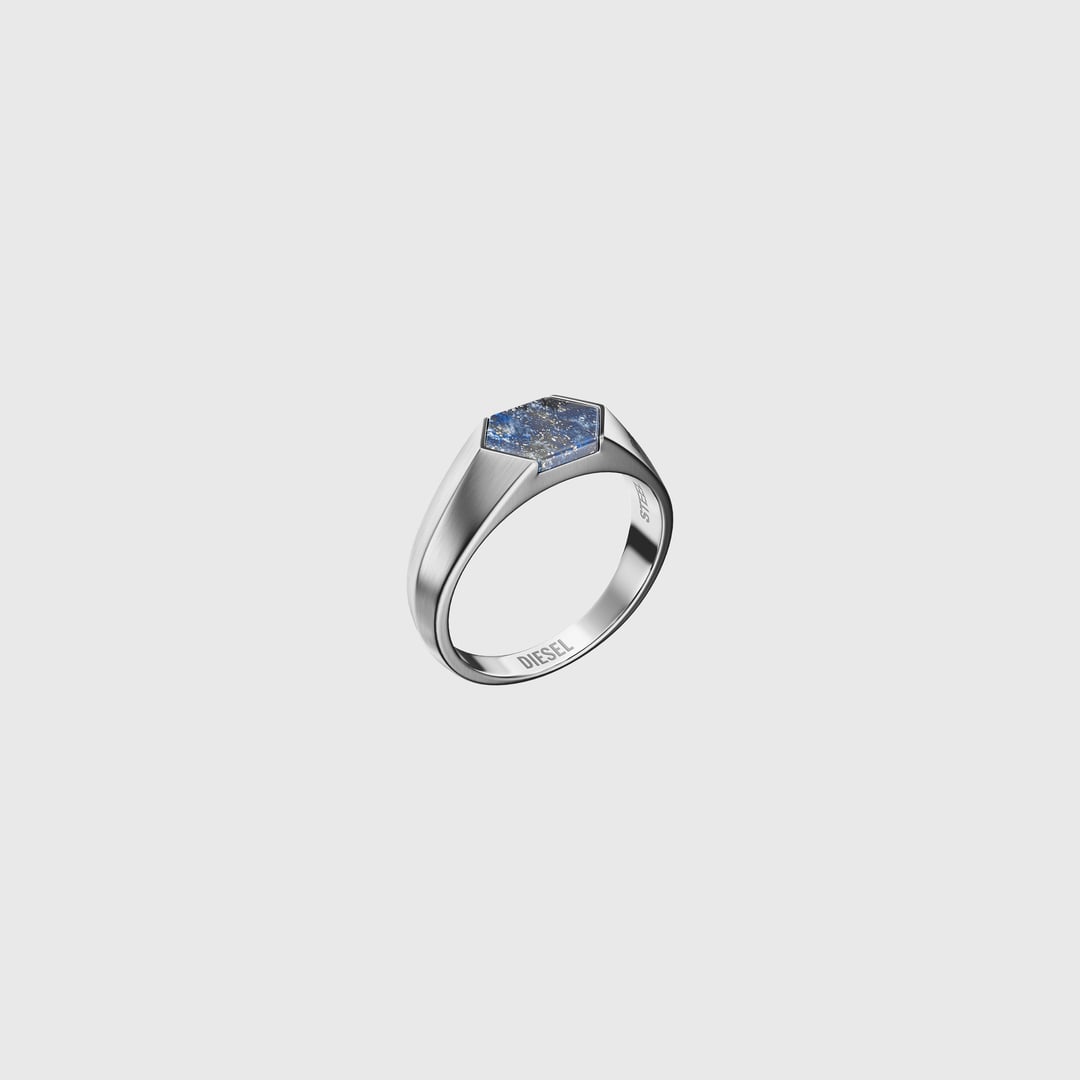 Diesel - Lapis Signet Ring - Rings - Unisex - Silver