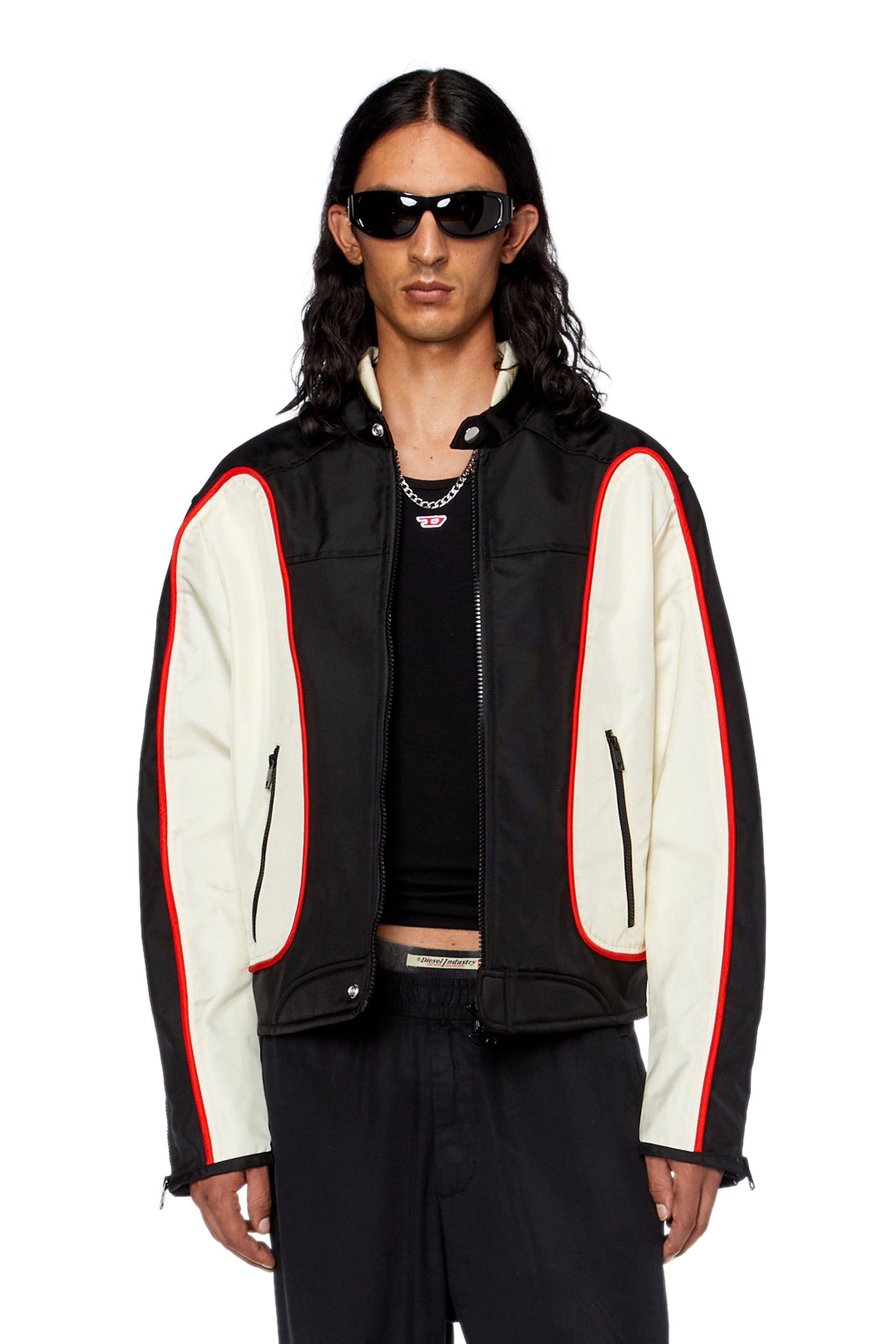 Diesel - Biker jacket in colour-block nylon - Jackets - Man - Multicolor