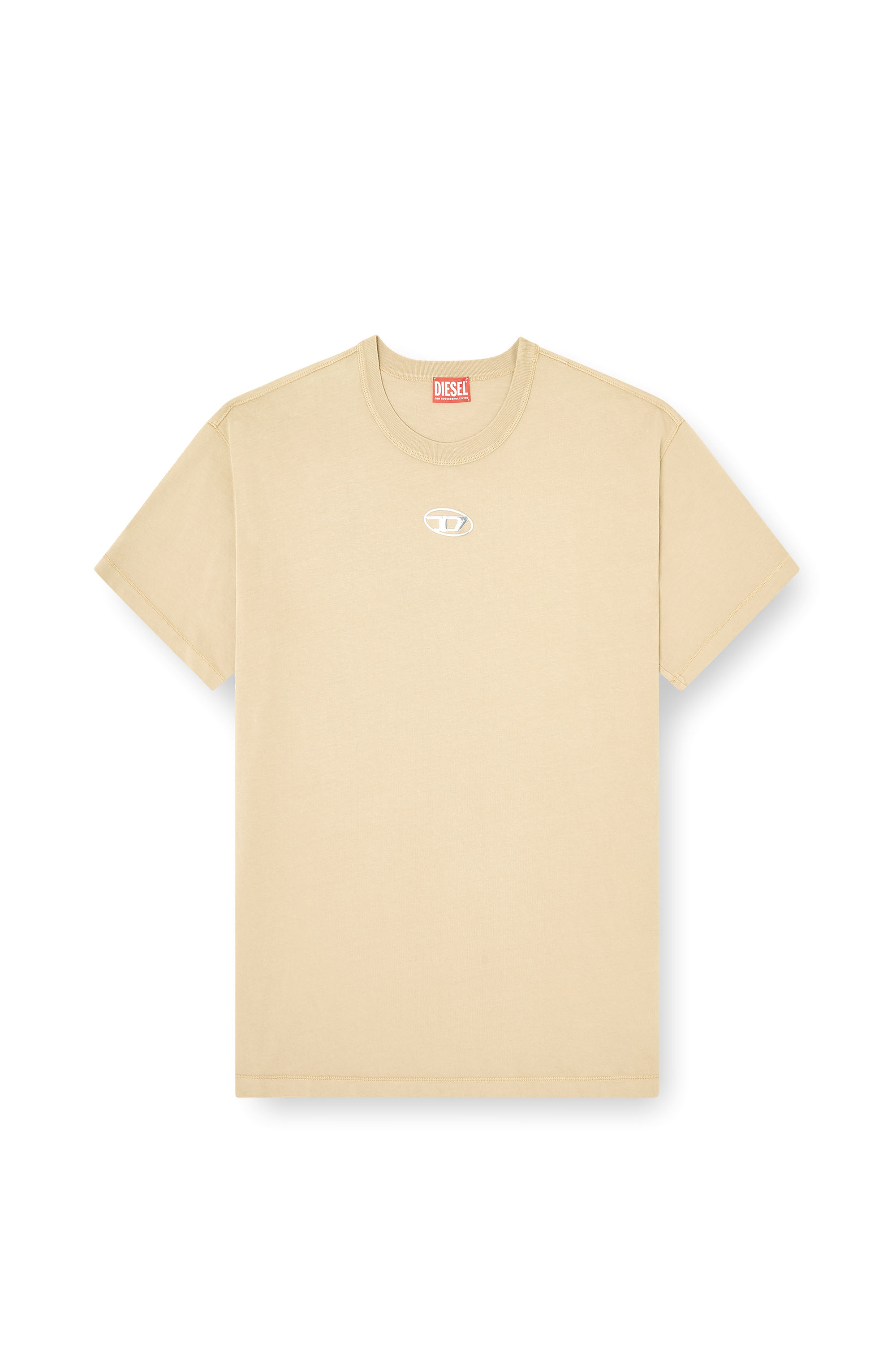 Diesel - T-NORM-IOD, Man's Light cotton T-shirt with metallic Oval D logo in Beige - 3