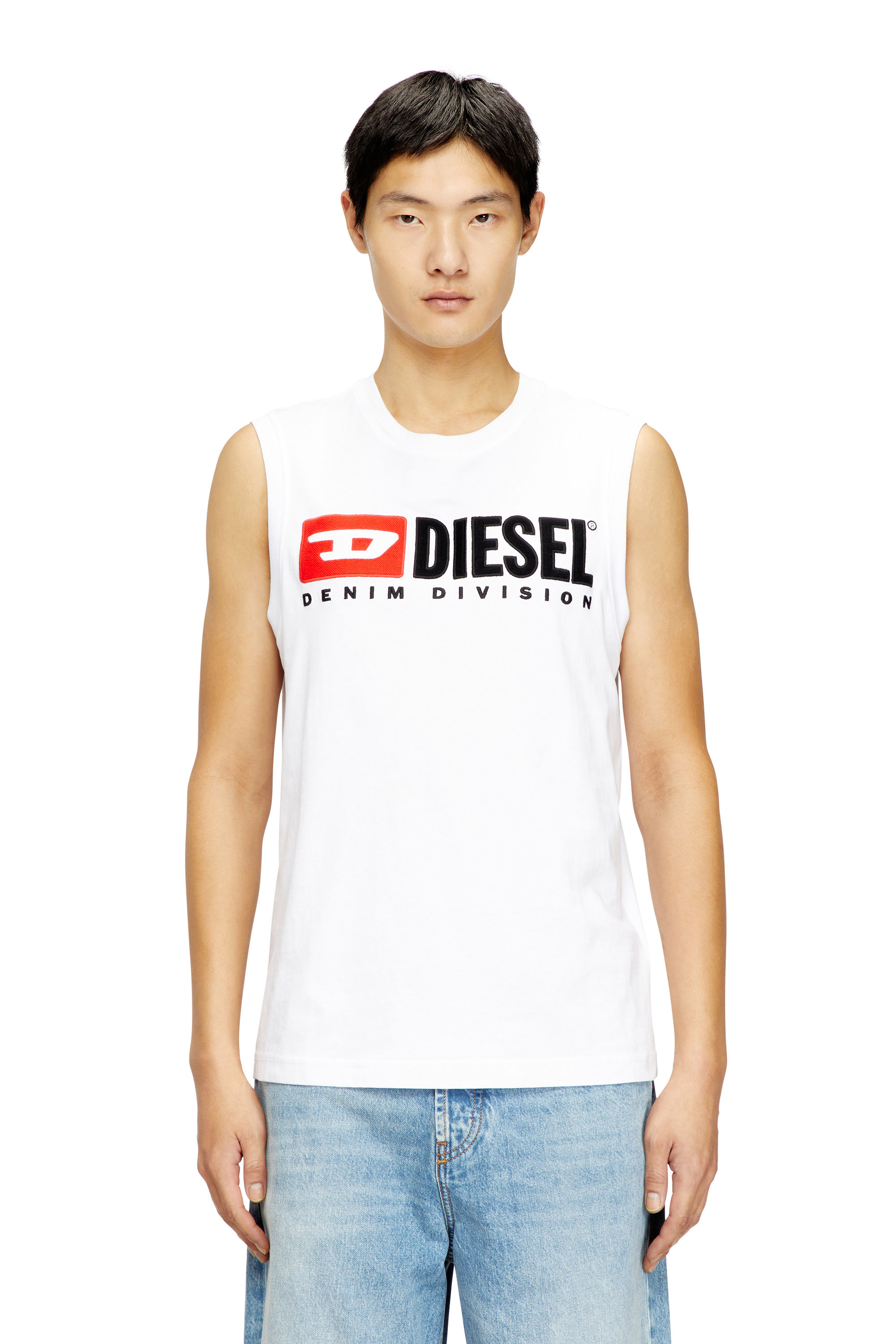 Diesel Men's White - Tank Top With Chest Logo Print - T-Shirts - Man 3XL
