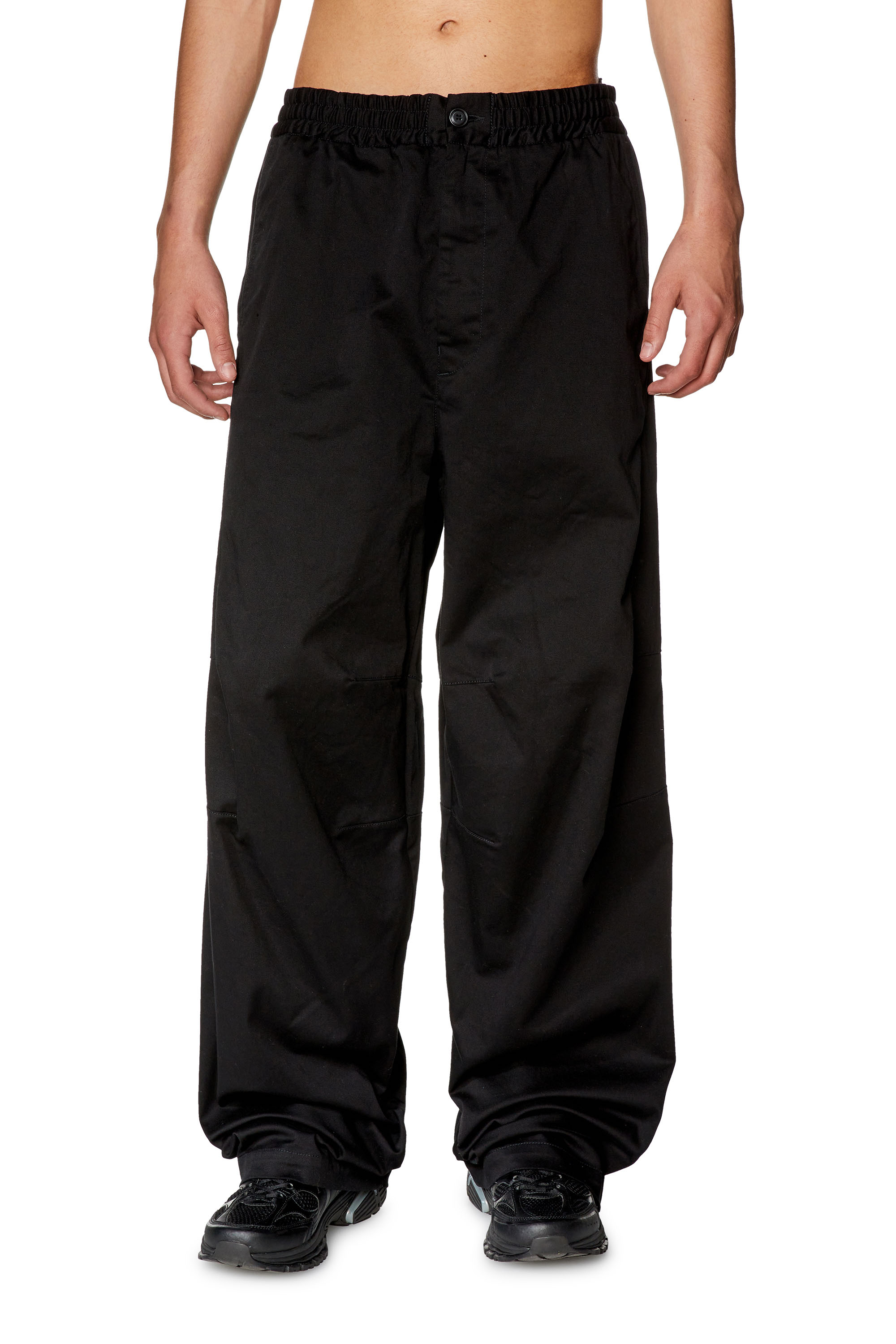 Diesel - Pantalon en gabardine avec taille élastique - Pantalons - Homme - Noir