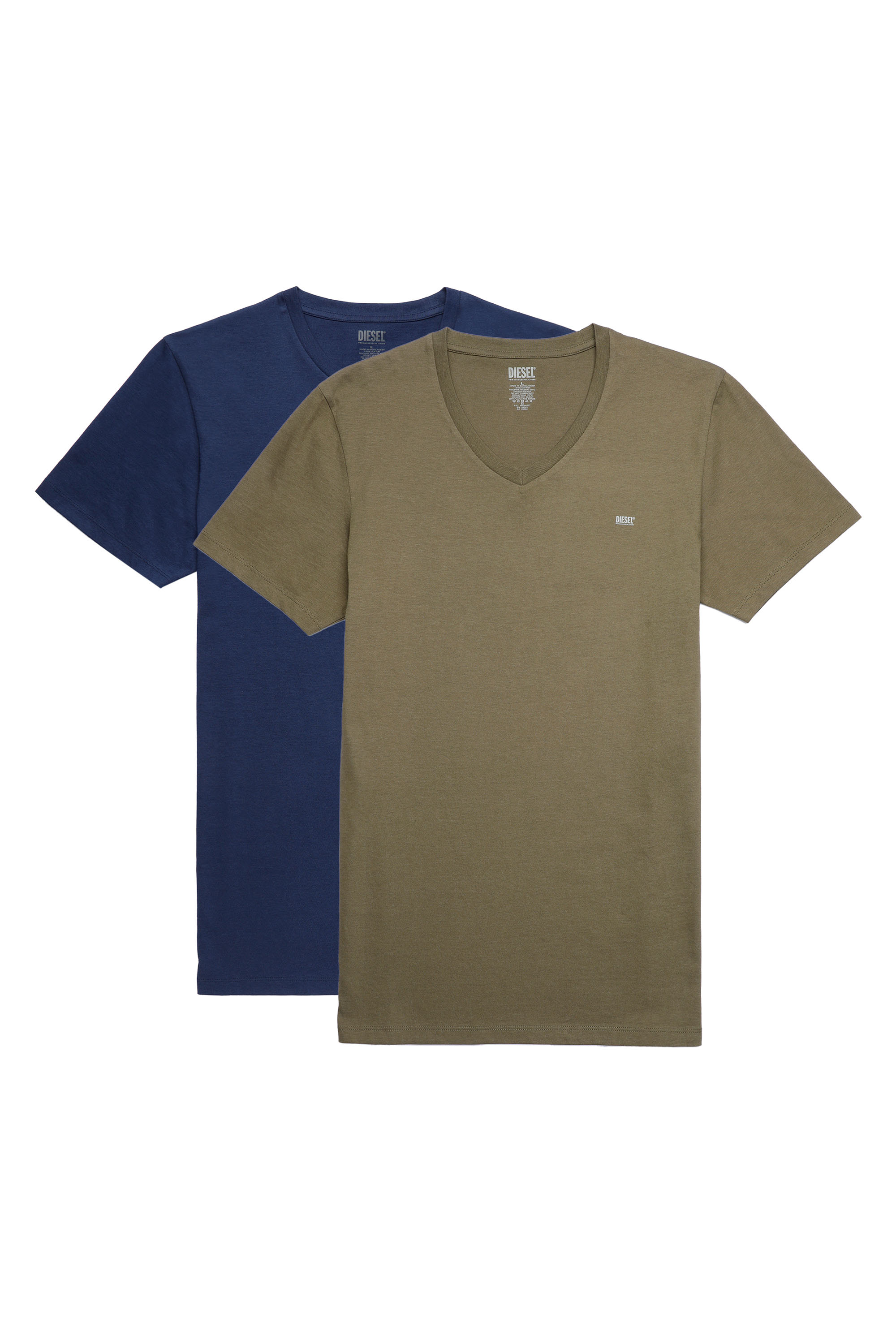 Diesel - Set di due T-shirt con scollo a V e logo stampato - Tops - Uomo - Multicolor